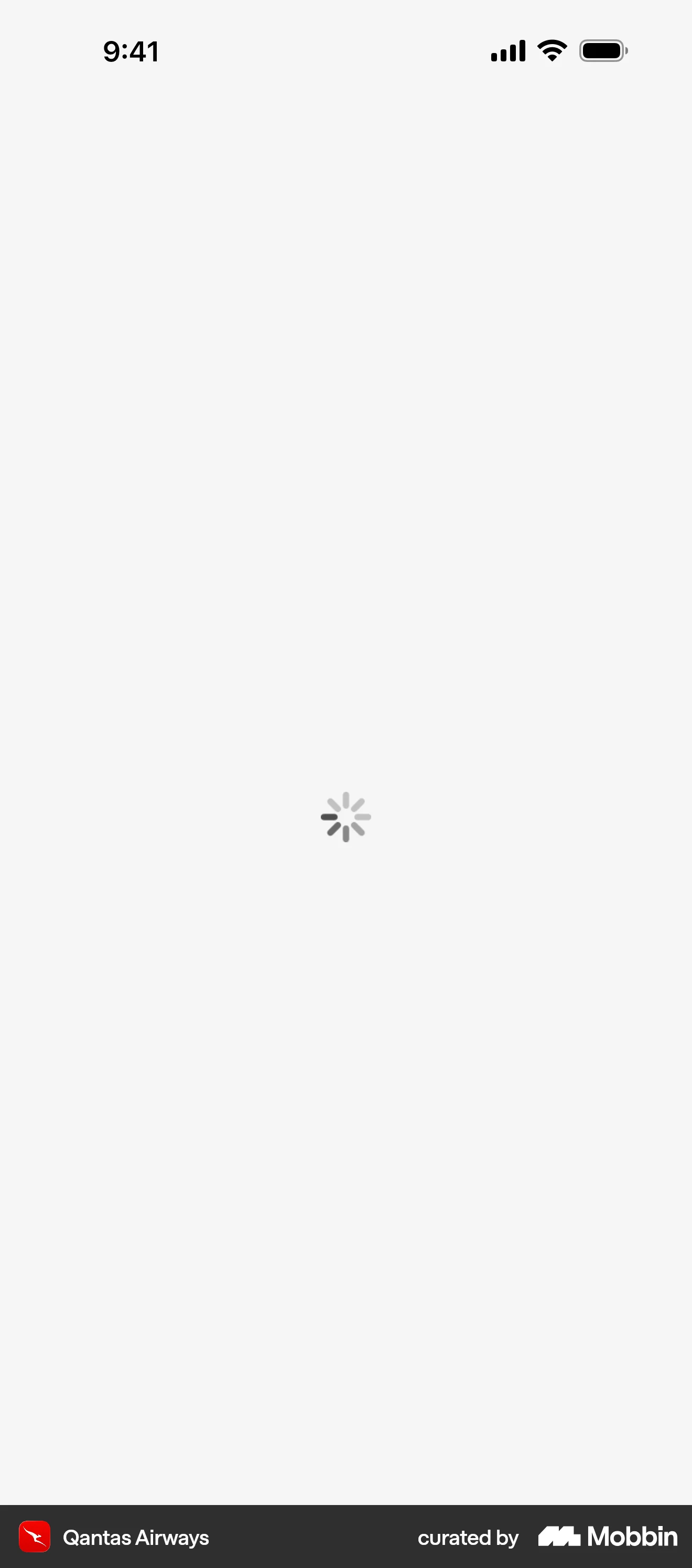Qantas Airways iOS screen containing Spinner UI UI element
