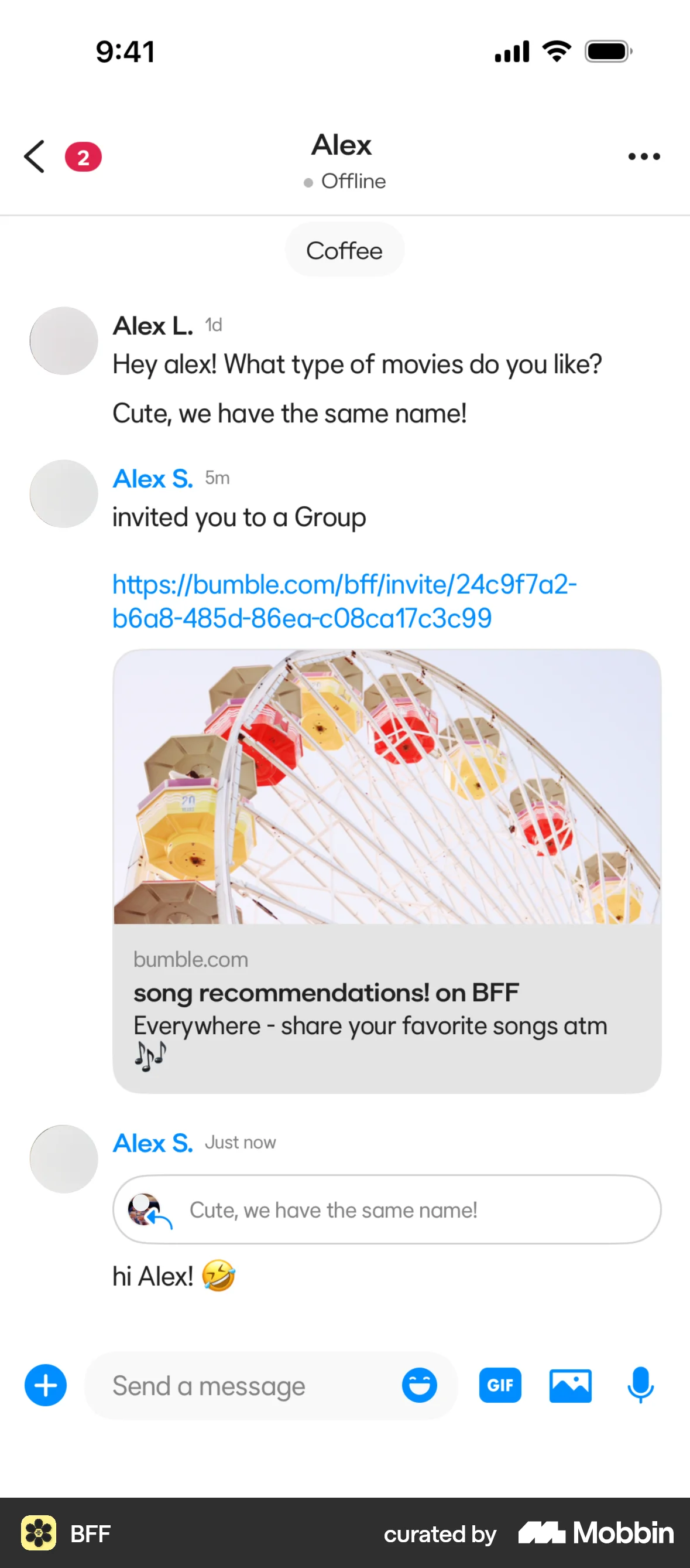BFF iOS Chat Detail screen