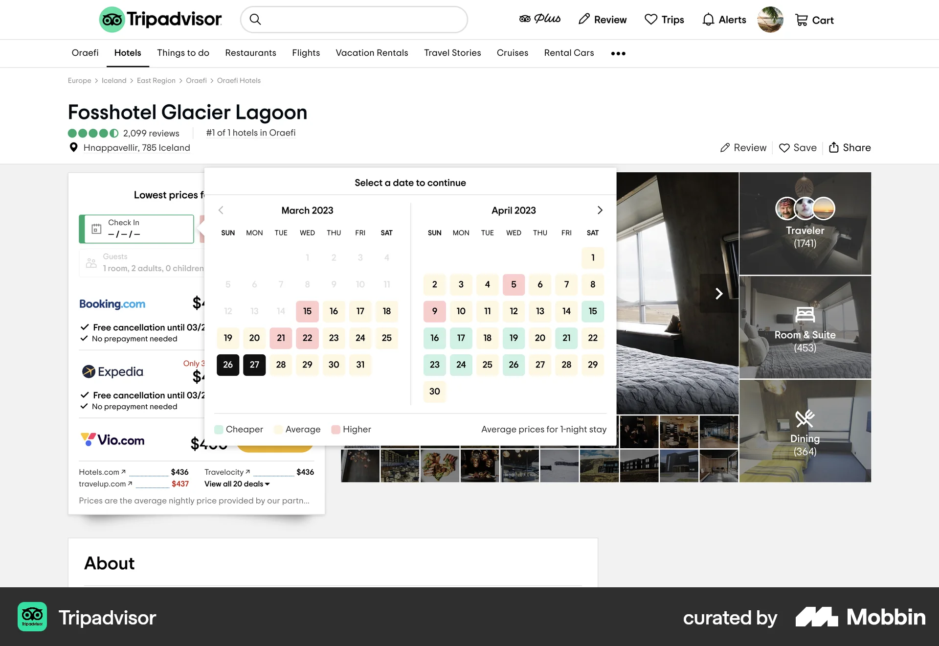 Tripadvisor Web screen containing Date Picker UI element