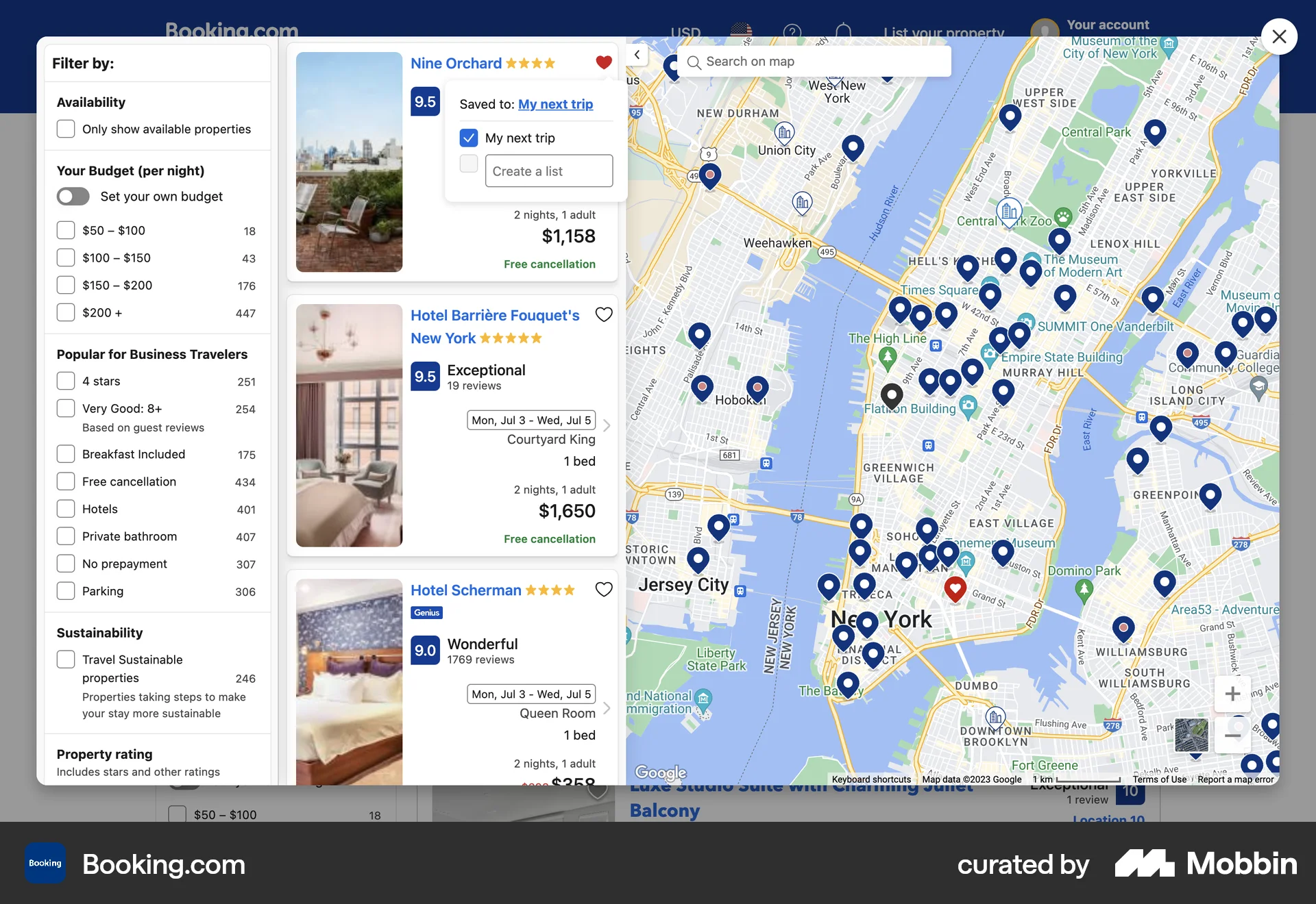 Booking.com Web Save screen