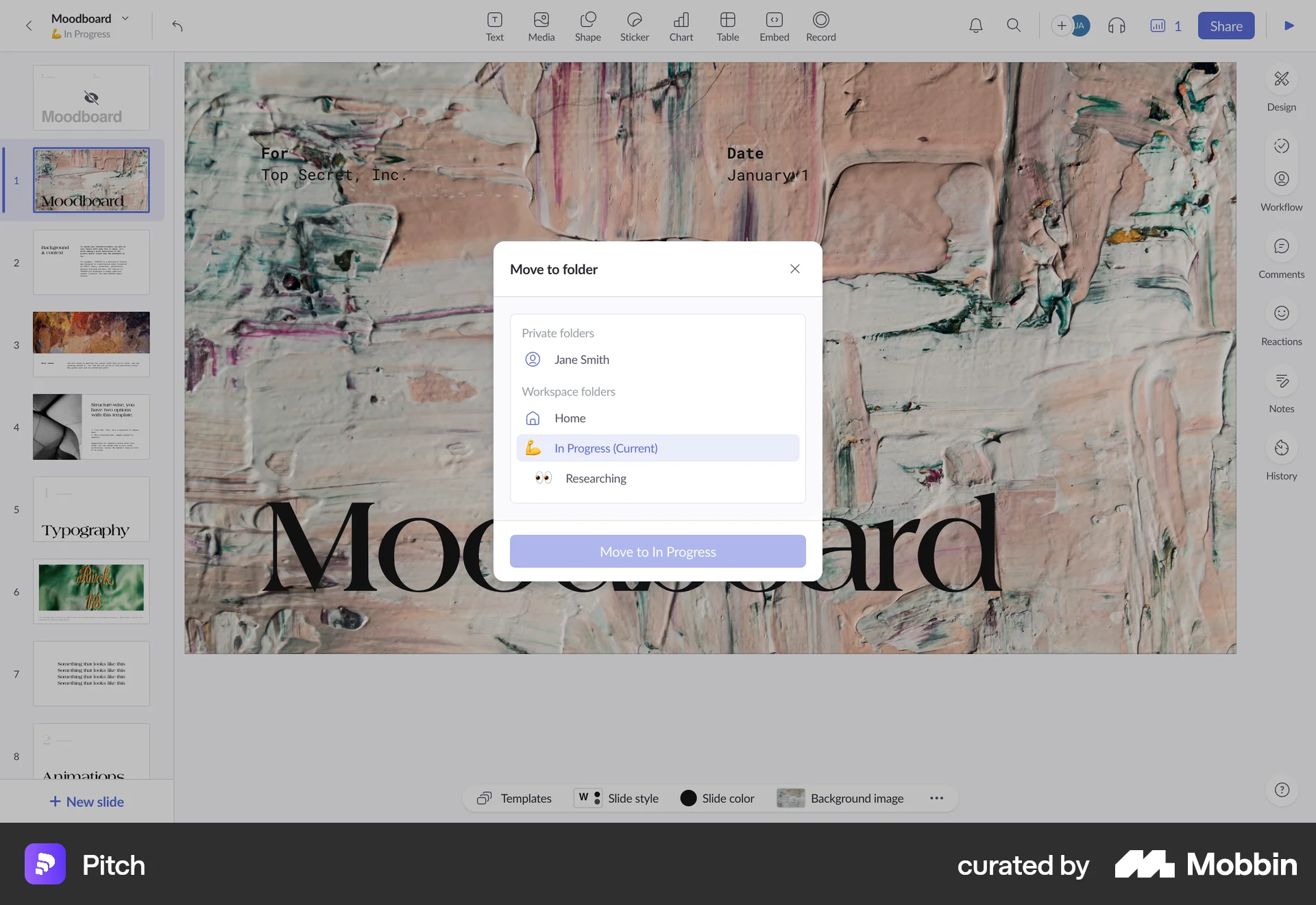 Pitch Web Move screen