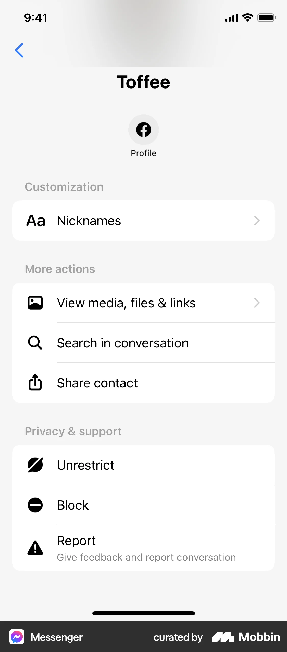 Messenger iOS Ban & Block screen