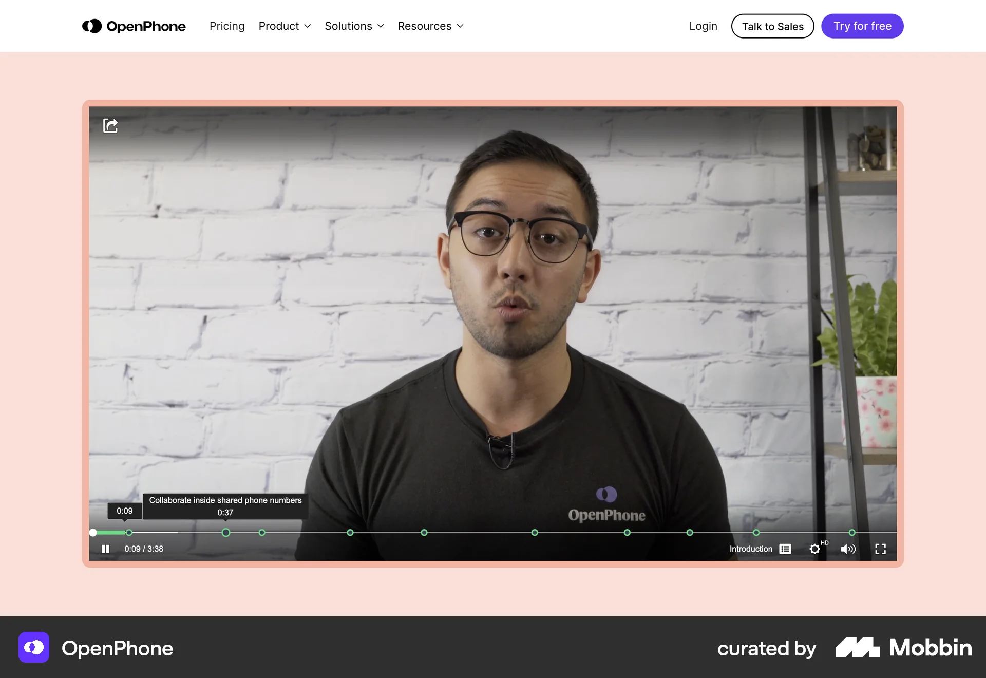 OpenPhone Web Video Player screen