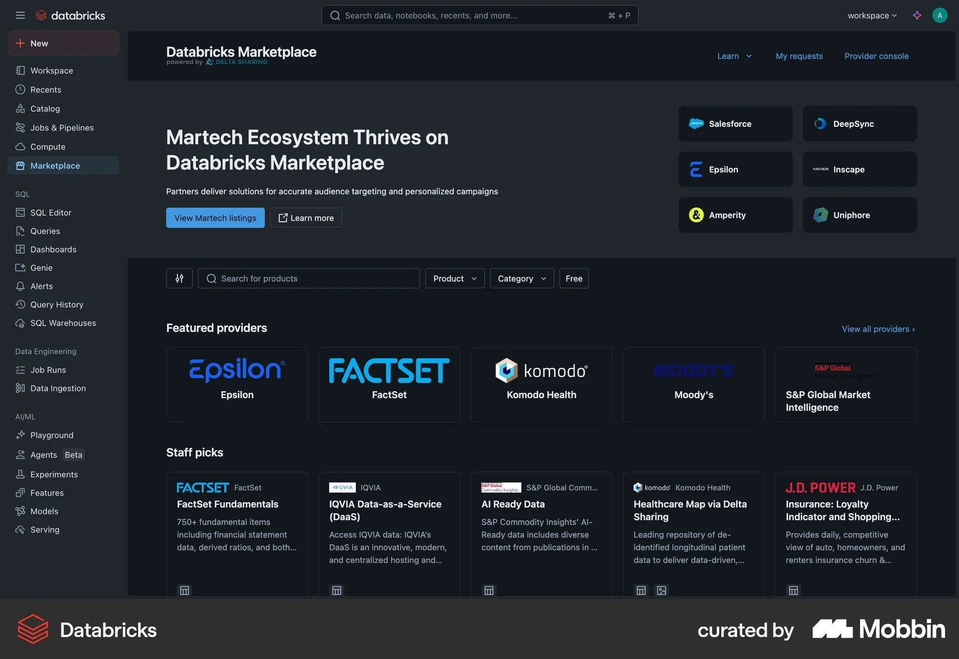 Databricks Web Dark Mode screen