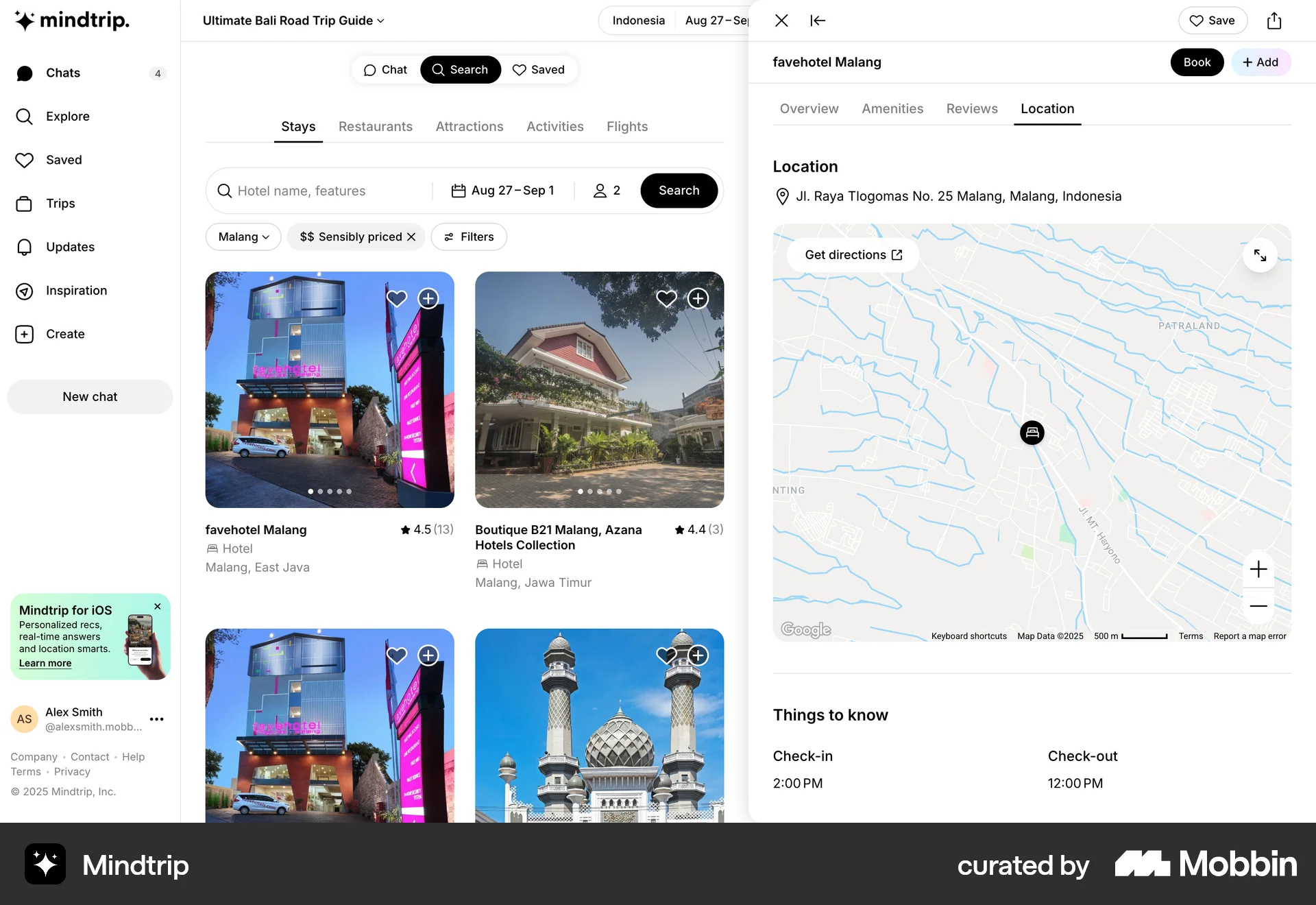 Mindtrip Web Map screen