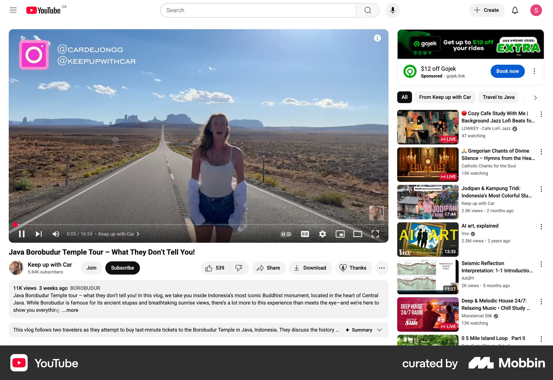 YouTube Web Video Player screen