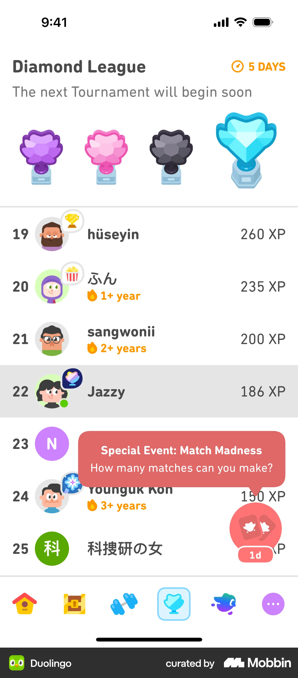 Duolingo iOS Leaderboard screen