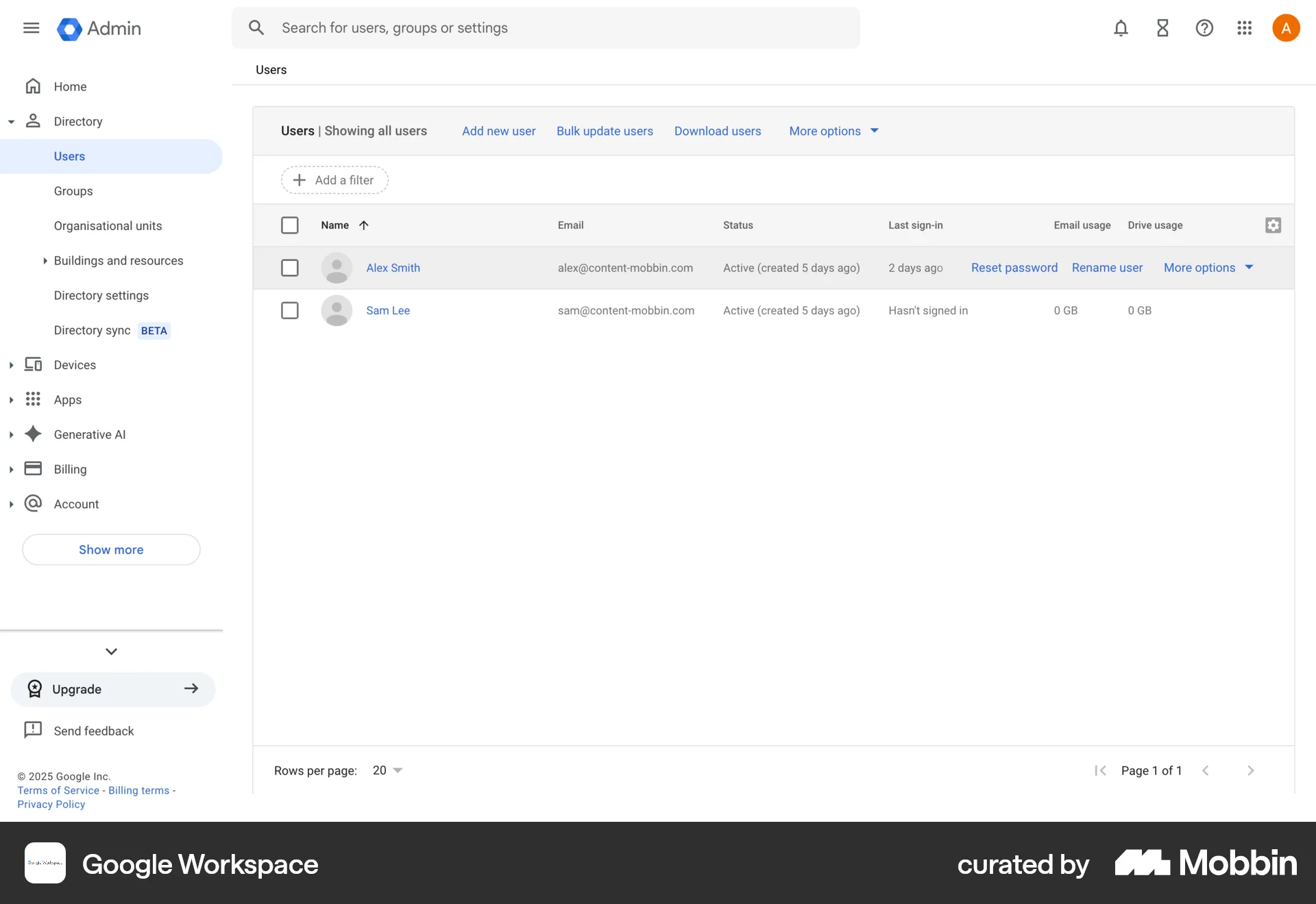 Google Workspace Web Admin UI screen