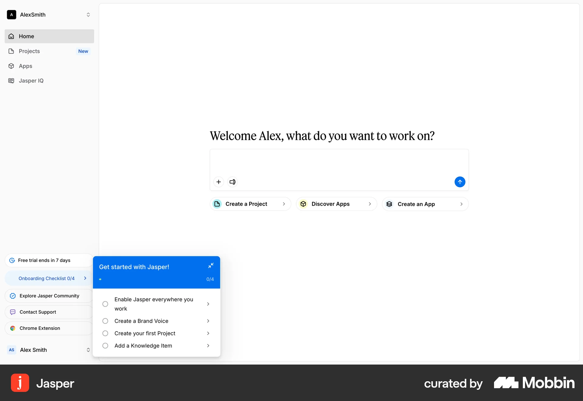 Jasper Web Guided Tour & Tutorial screen