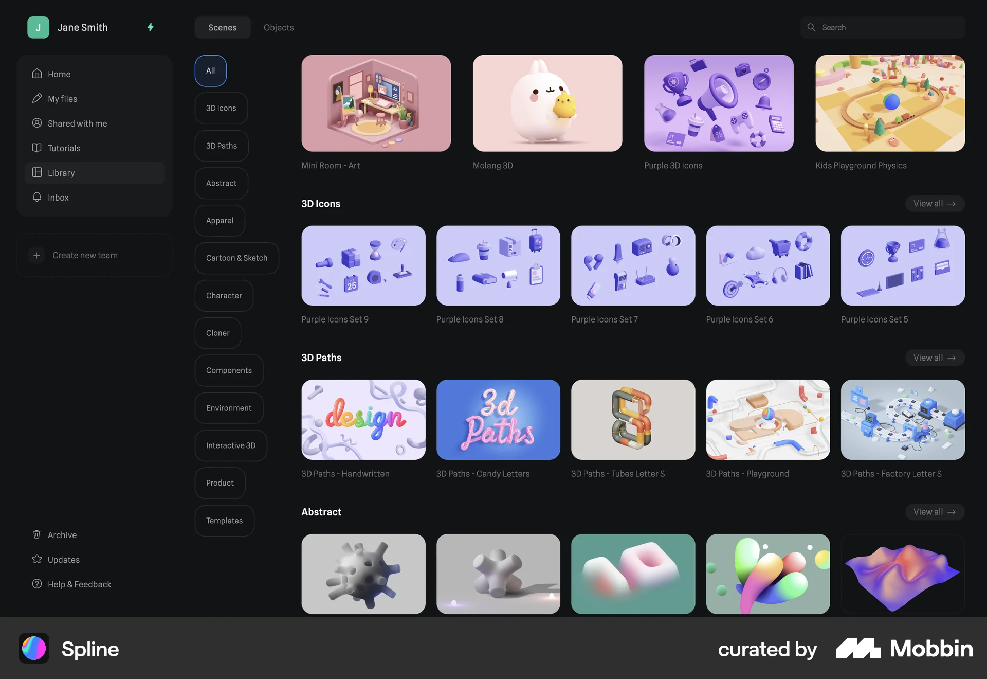 Spline Web Bookmarks & Collections screen