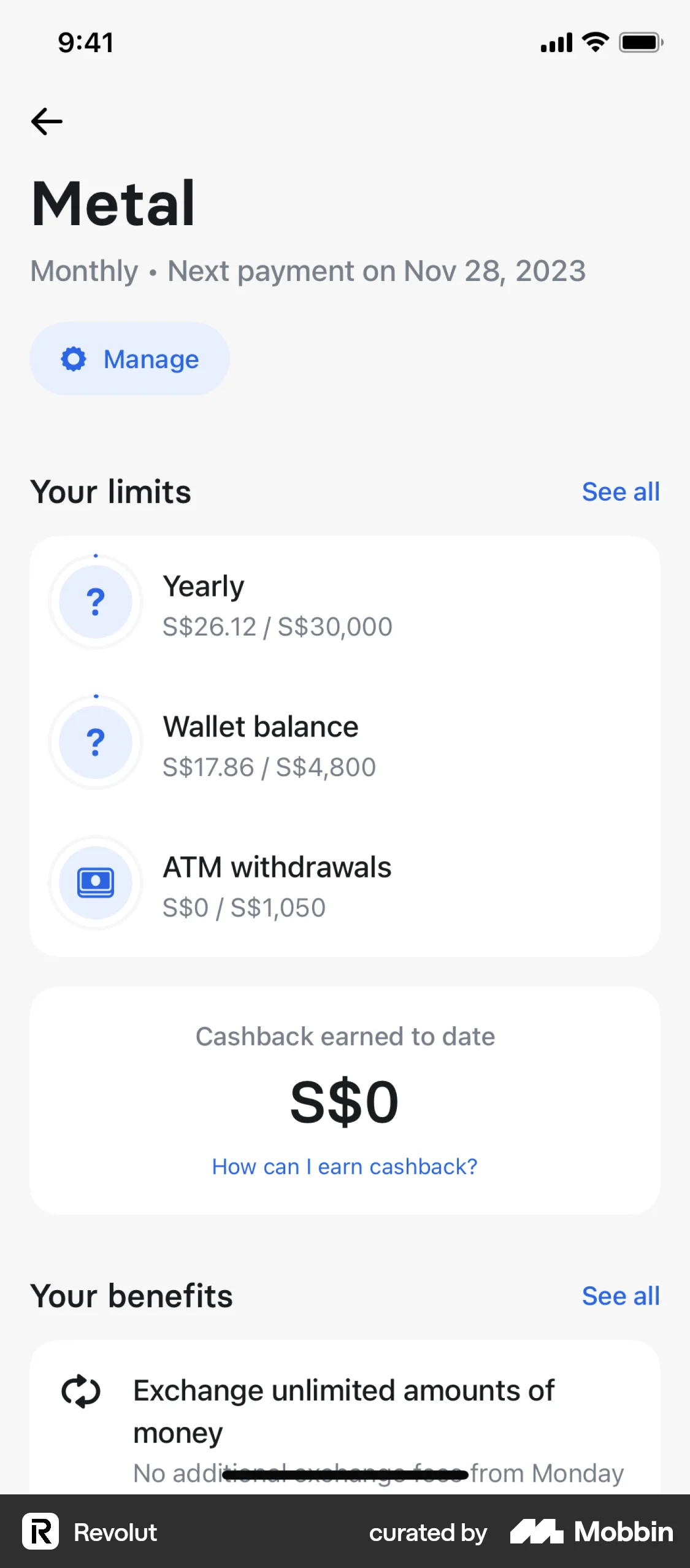 Revolut iOS Billing screen