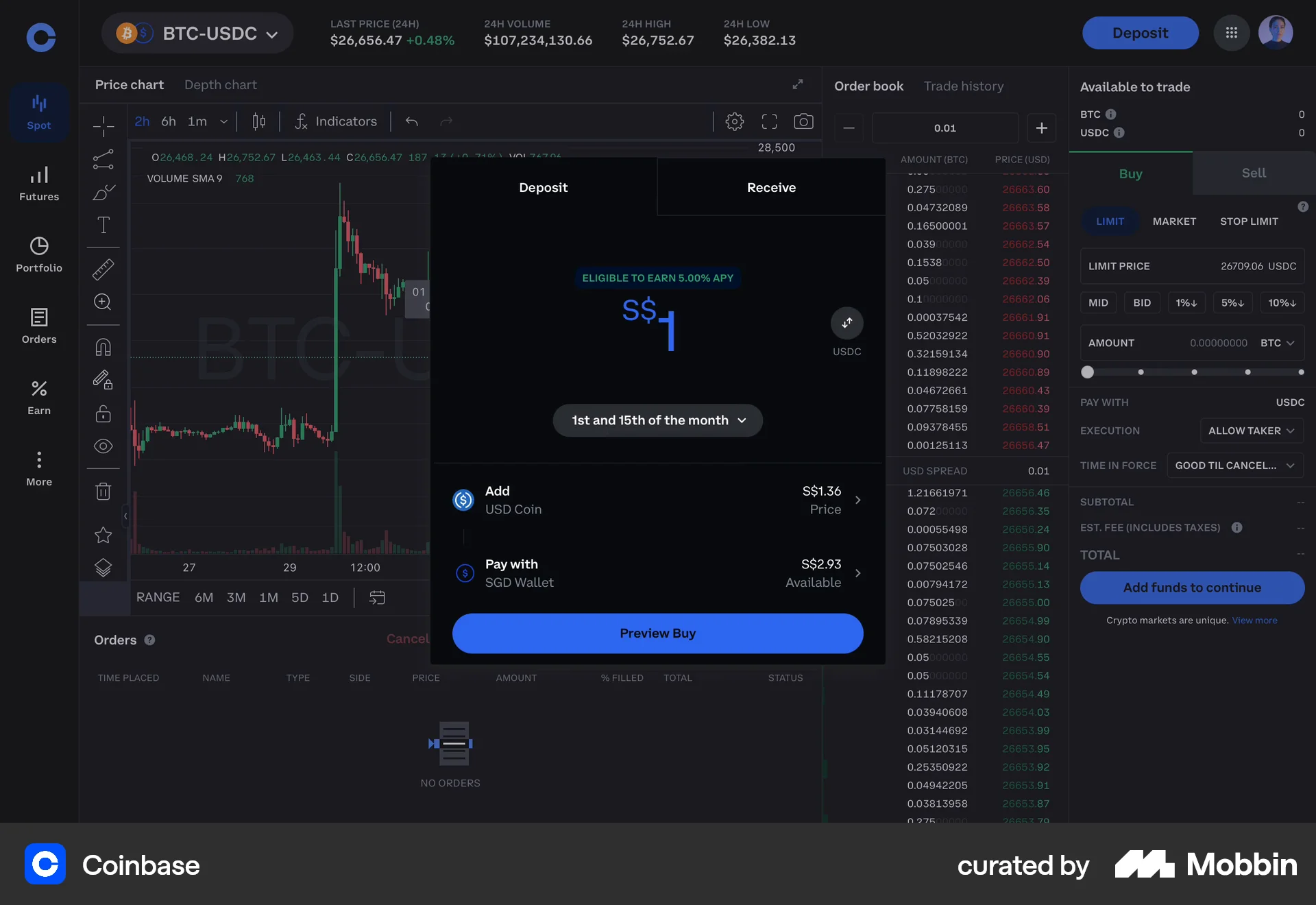 Coinbase Web Transfer & Send Money screen