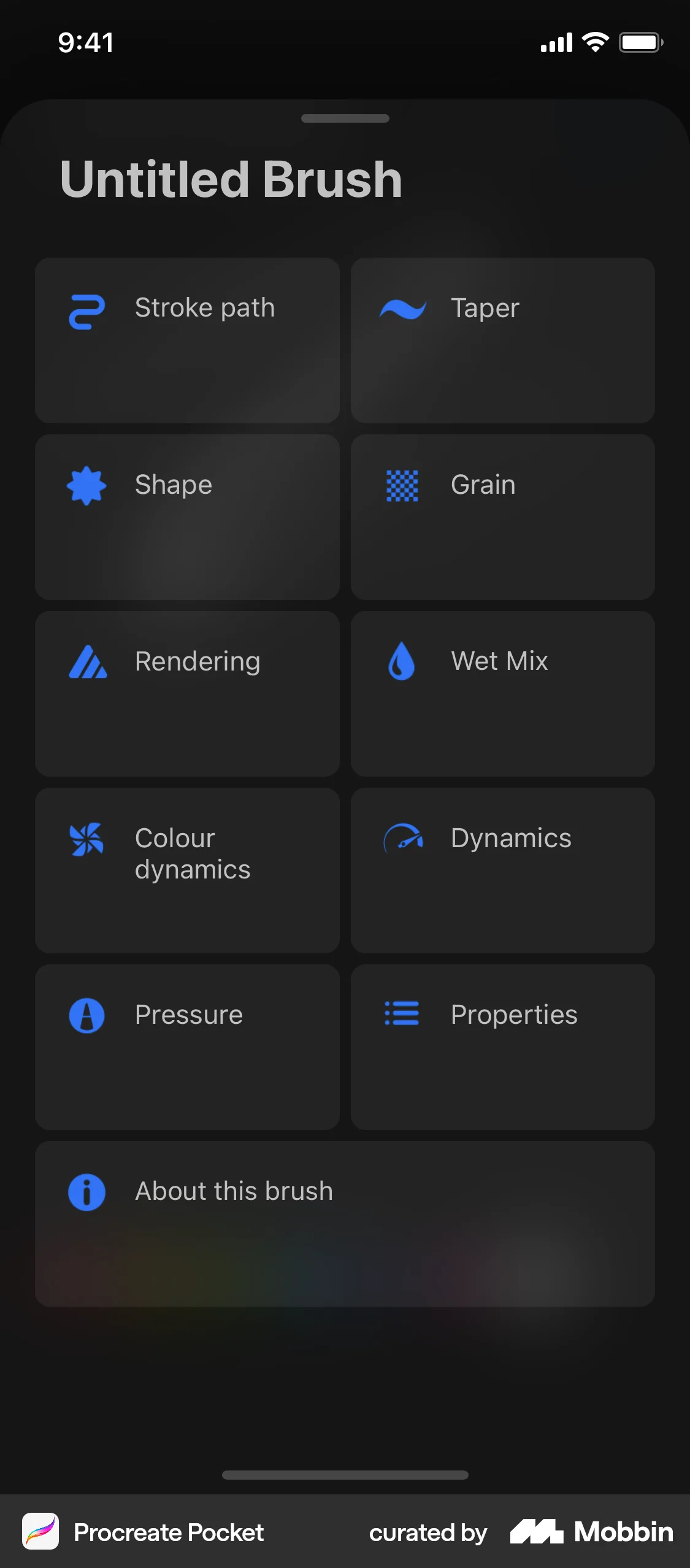 Pro Create Ui Procreate Pocket iOS Extended Brush Properties | Mobbin