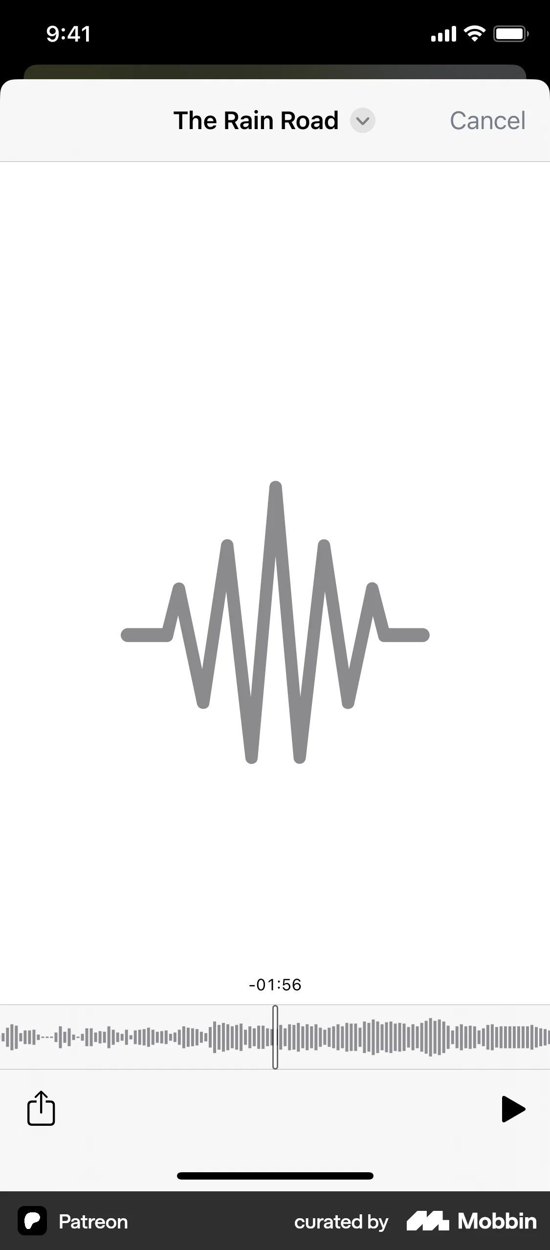 Patreon iOS Audio Player screen