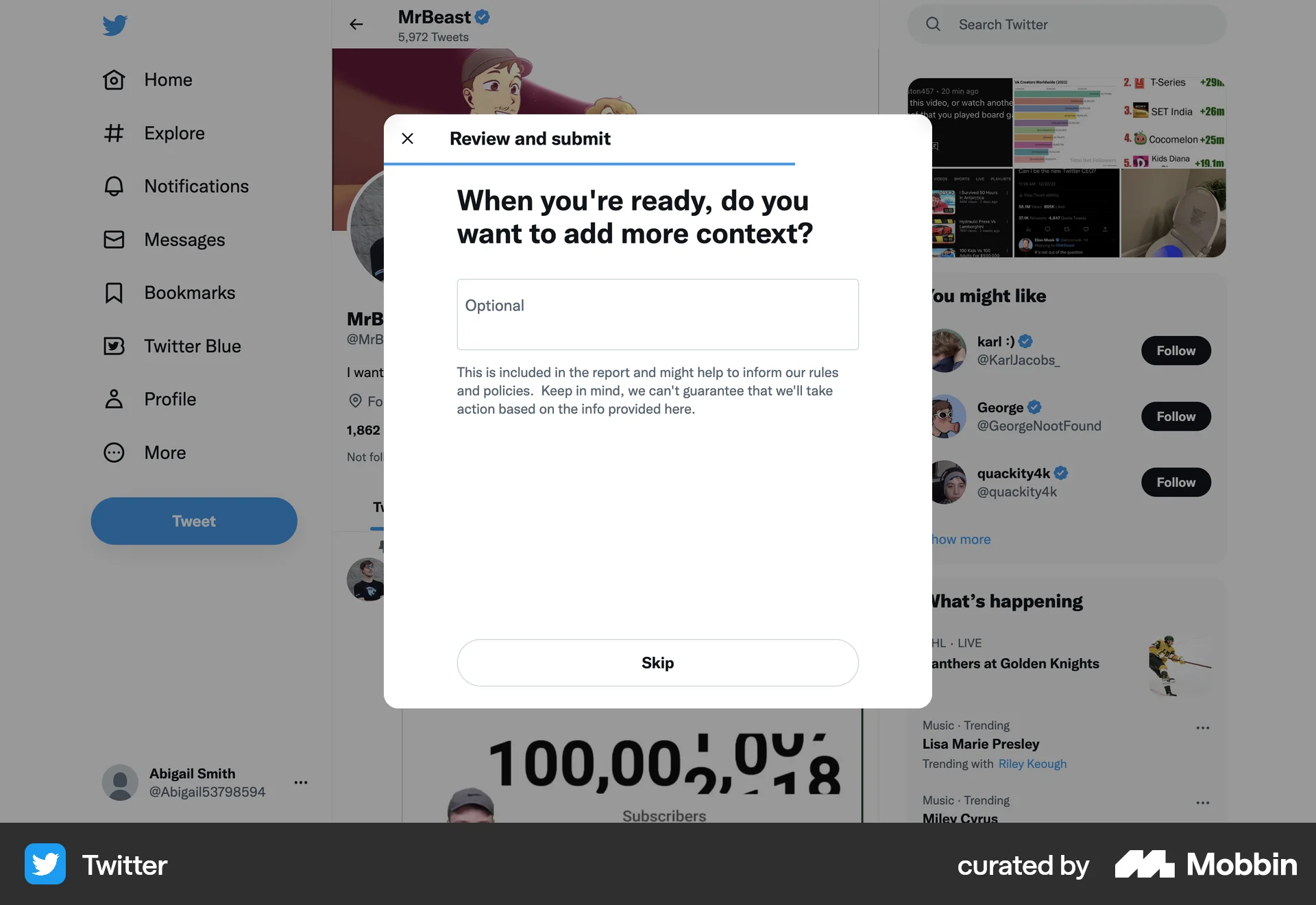 X Web Flag & Report screen