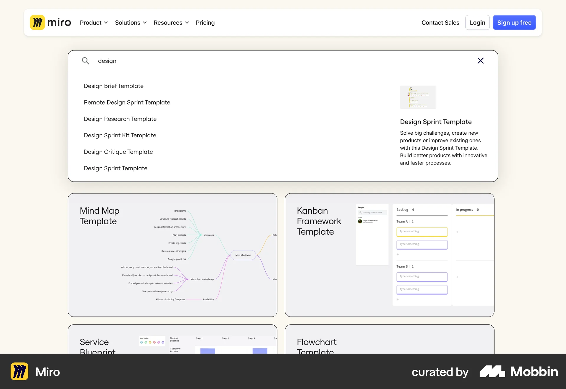 Miro Web screen containing Search Bar UI element