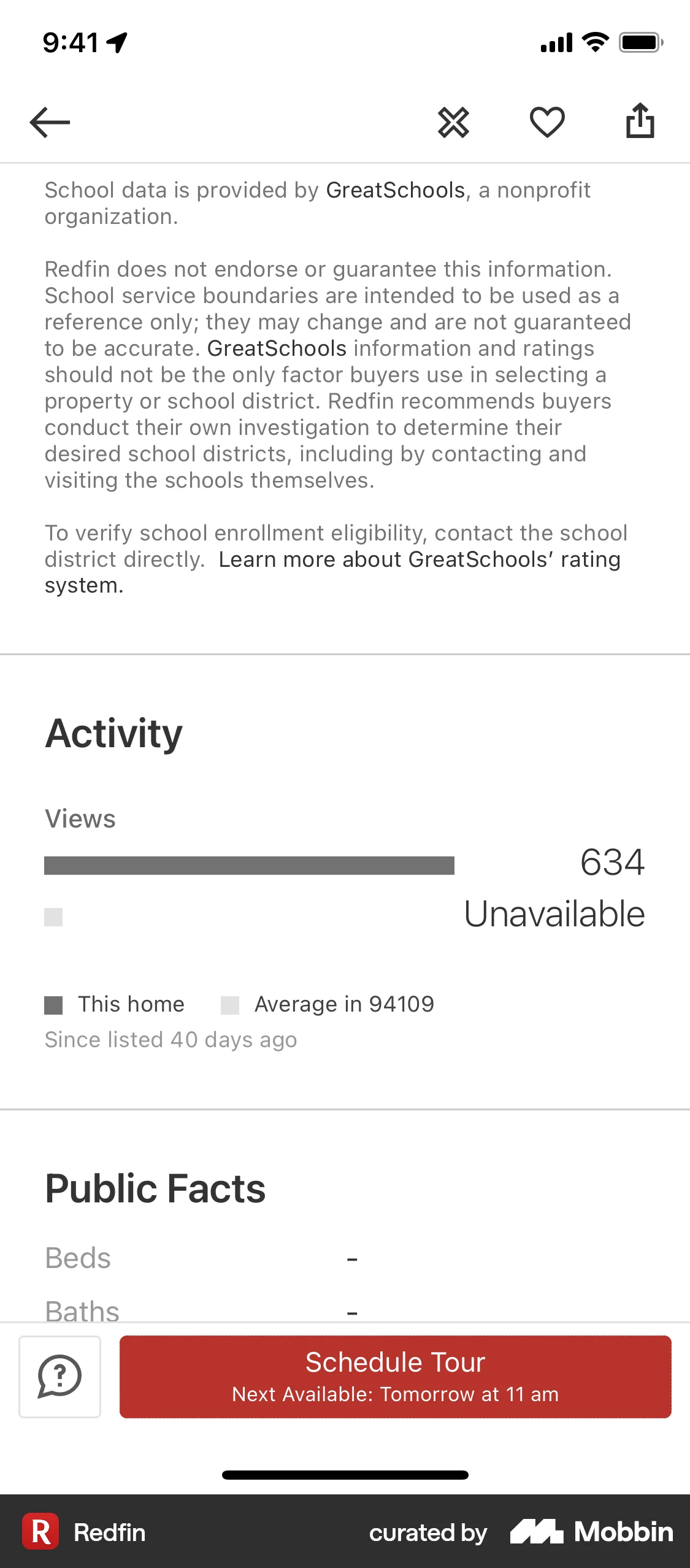 Redfin iOS Real Estate App screen