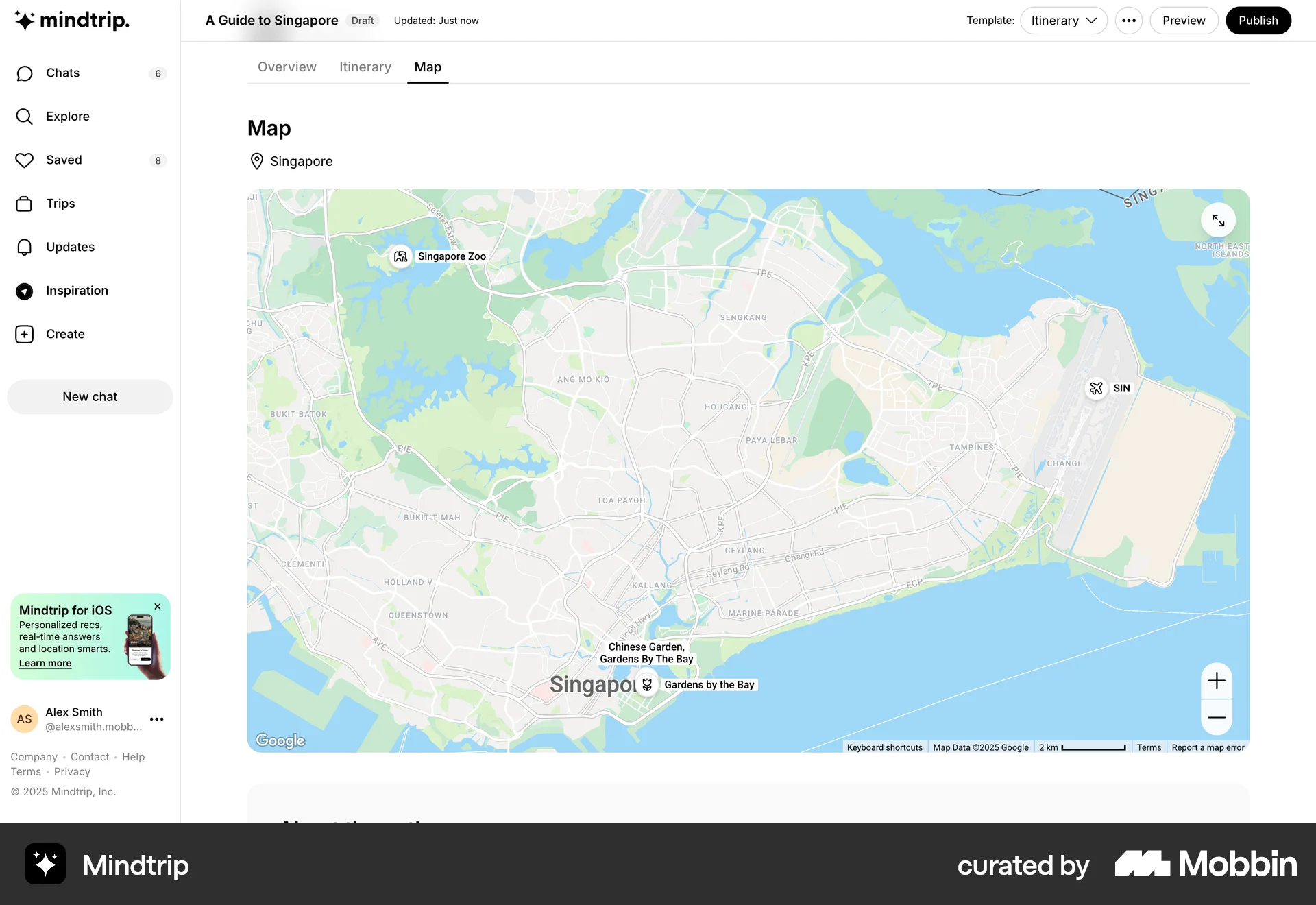 Mindtrip Web Map screen