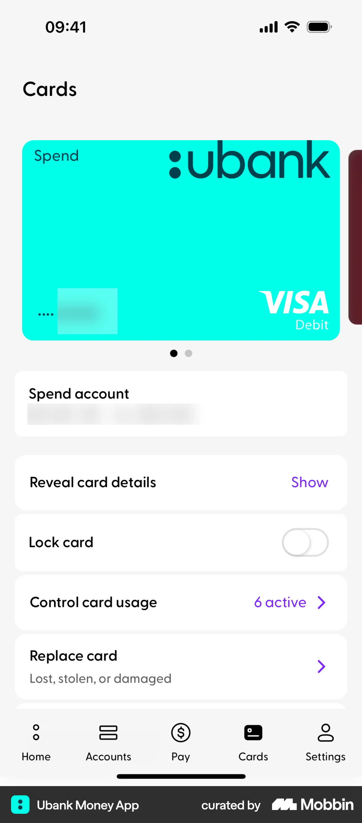 Ubank Money App screen