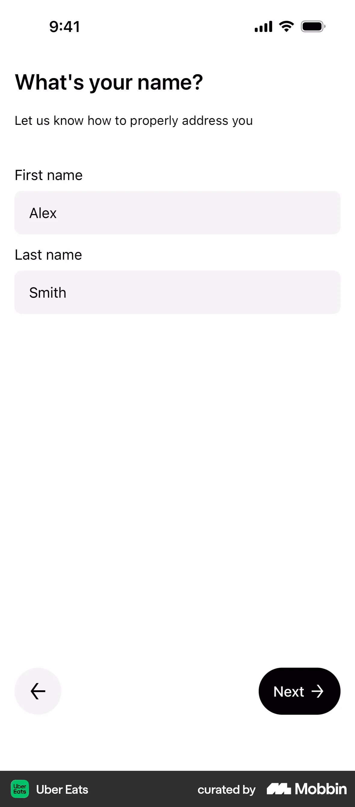 Uber Eats Onboarding screen