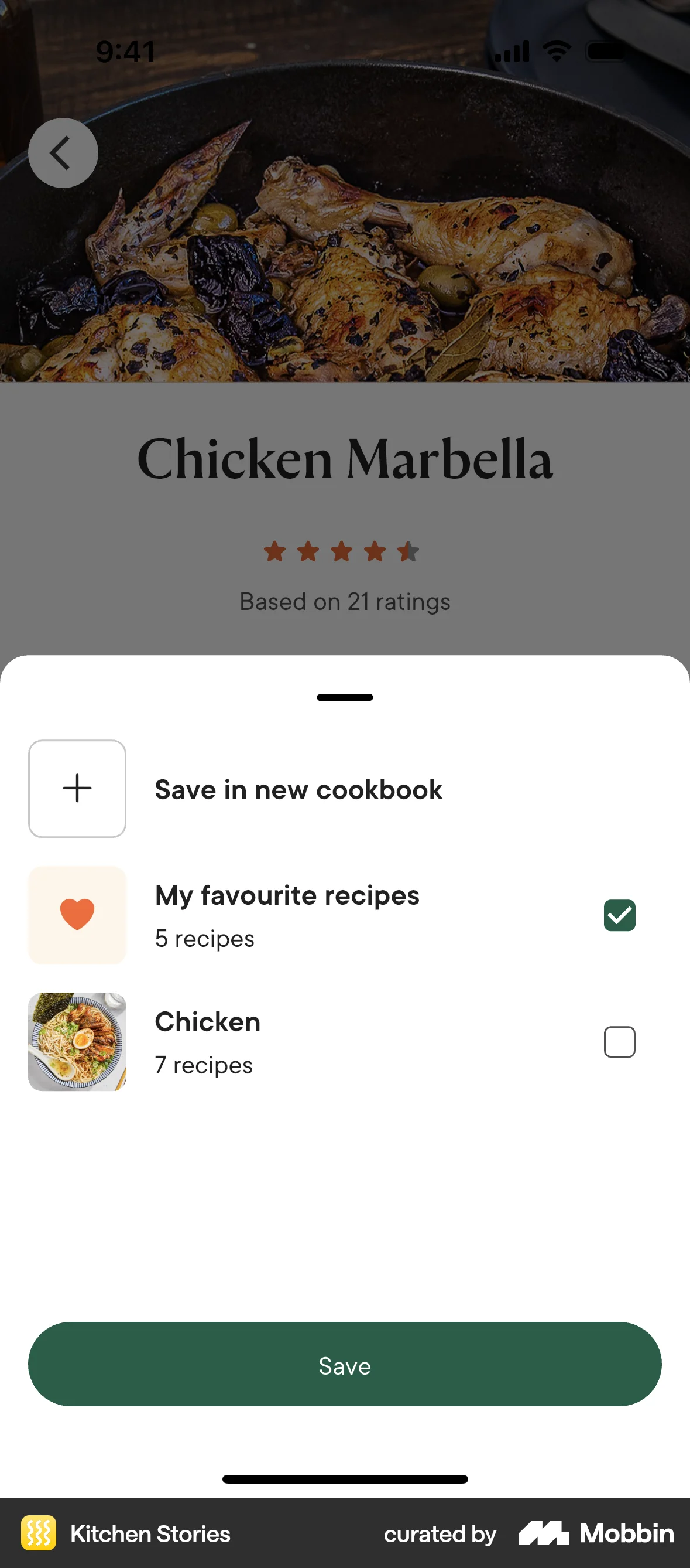 Kitchen Stories iOS Save screen