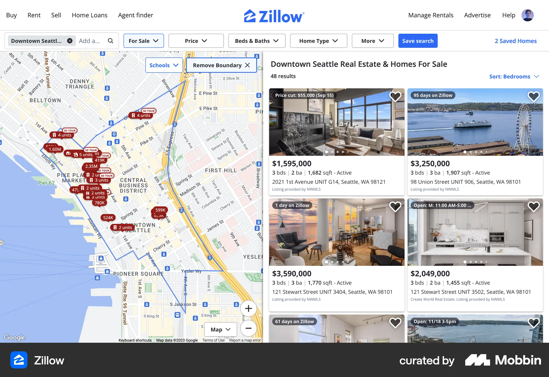 Zillow Web Real Estate App screen