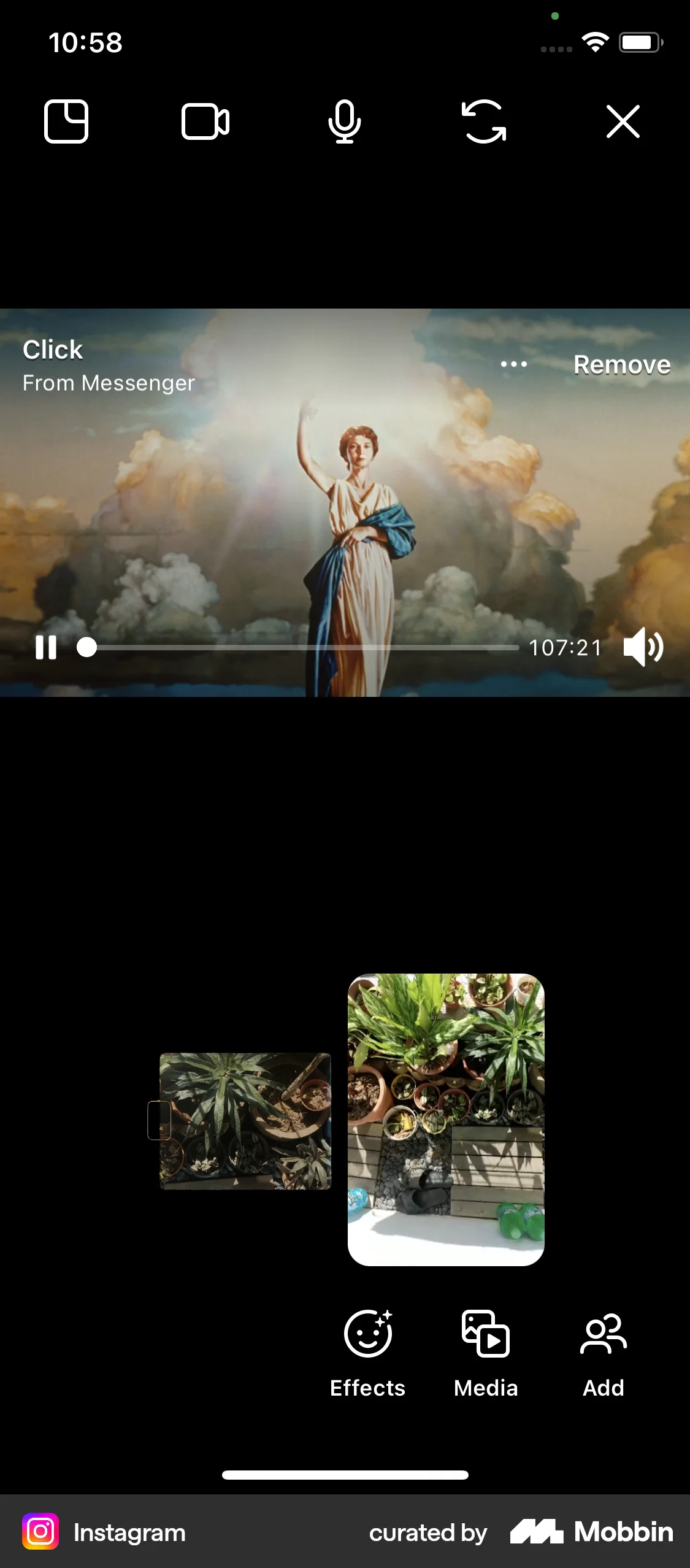 Instagram iOS Call screen