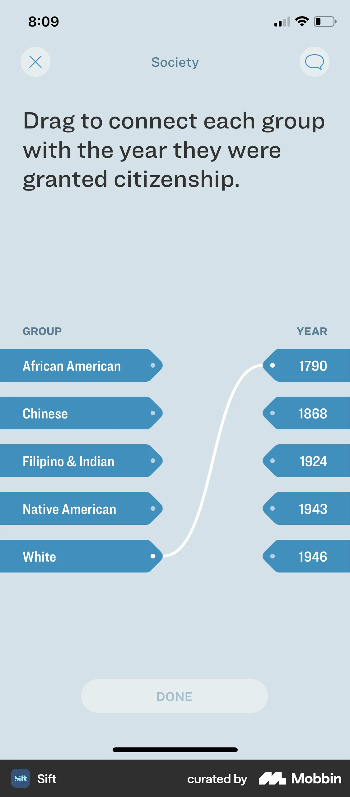 Sift iOS Game UI screen