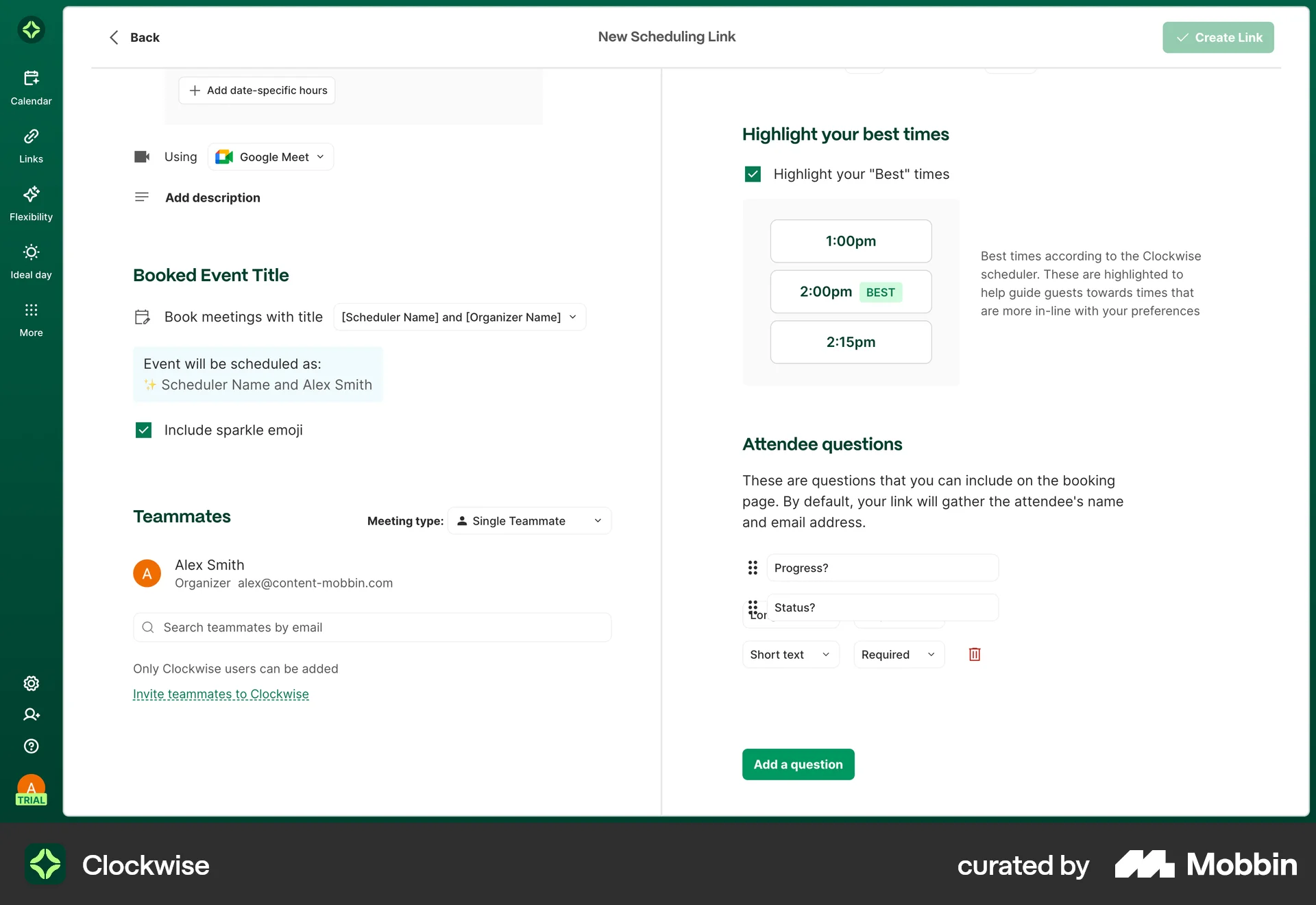 Clockwise Web Reorder screen