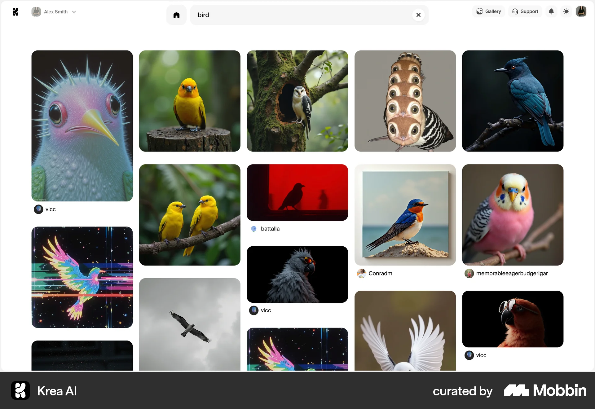 Krea AI Web Search screen