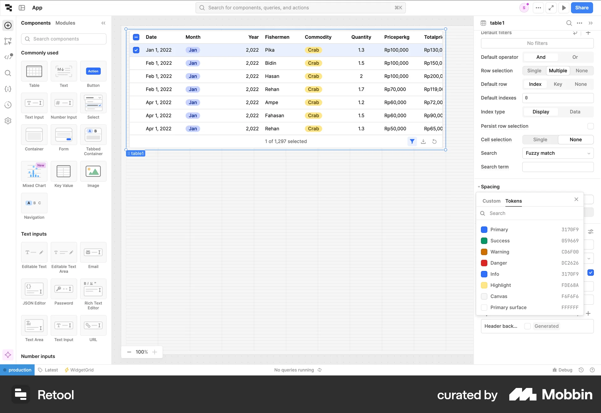 Retool Web screen containing Color Picker UI element