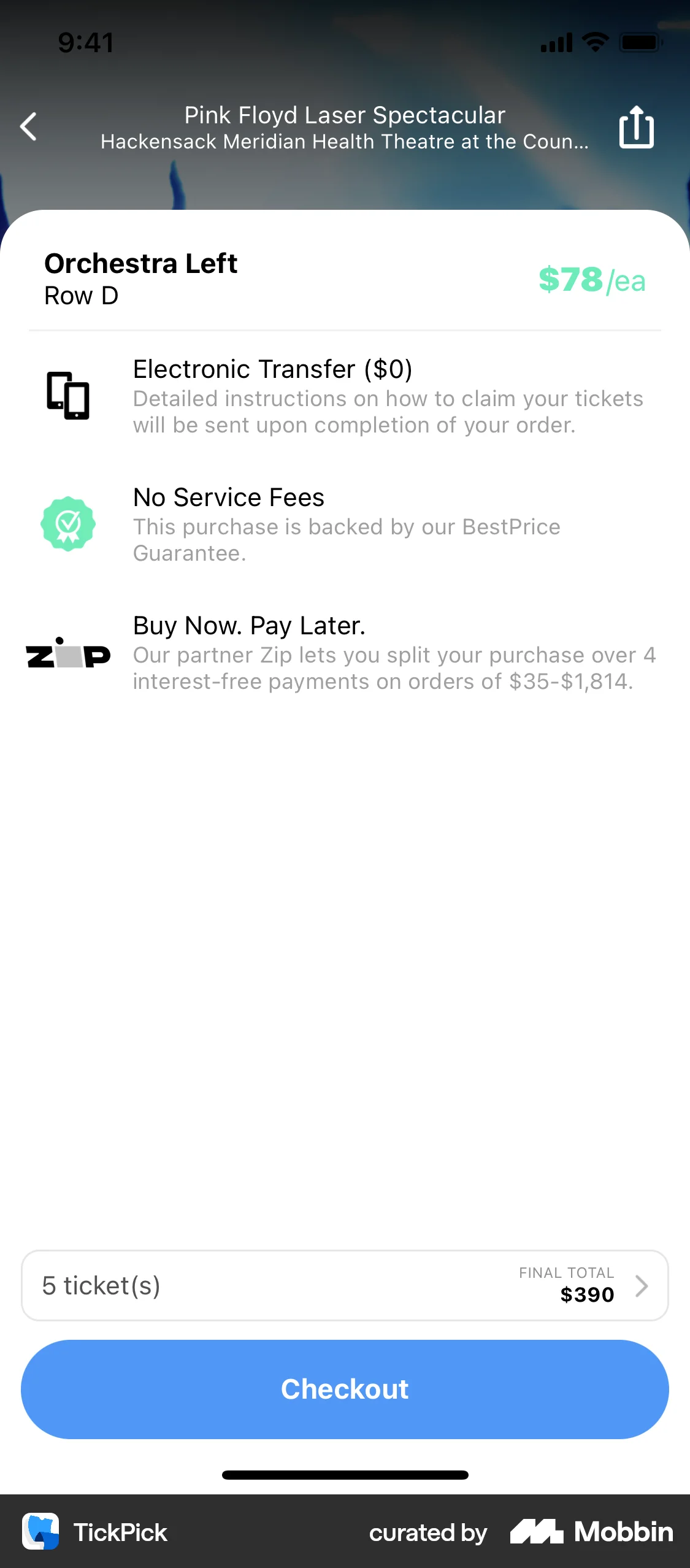 TickPick iOS Event Detail screen