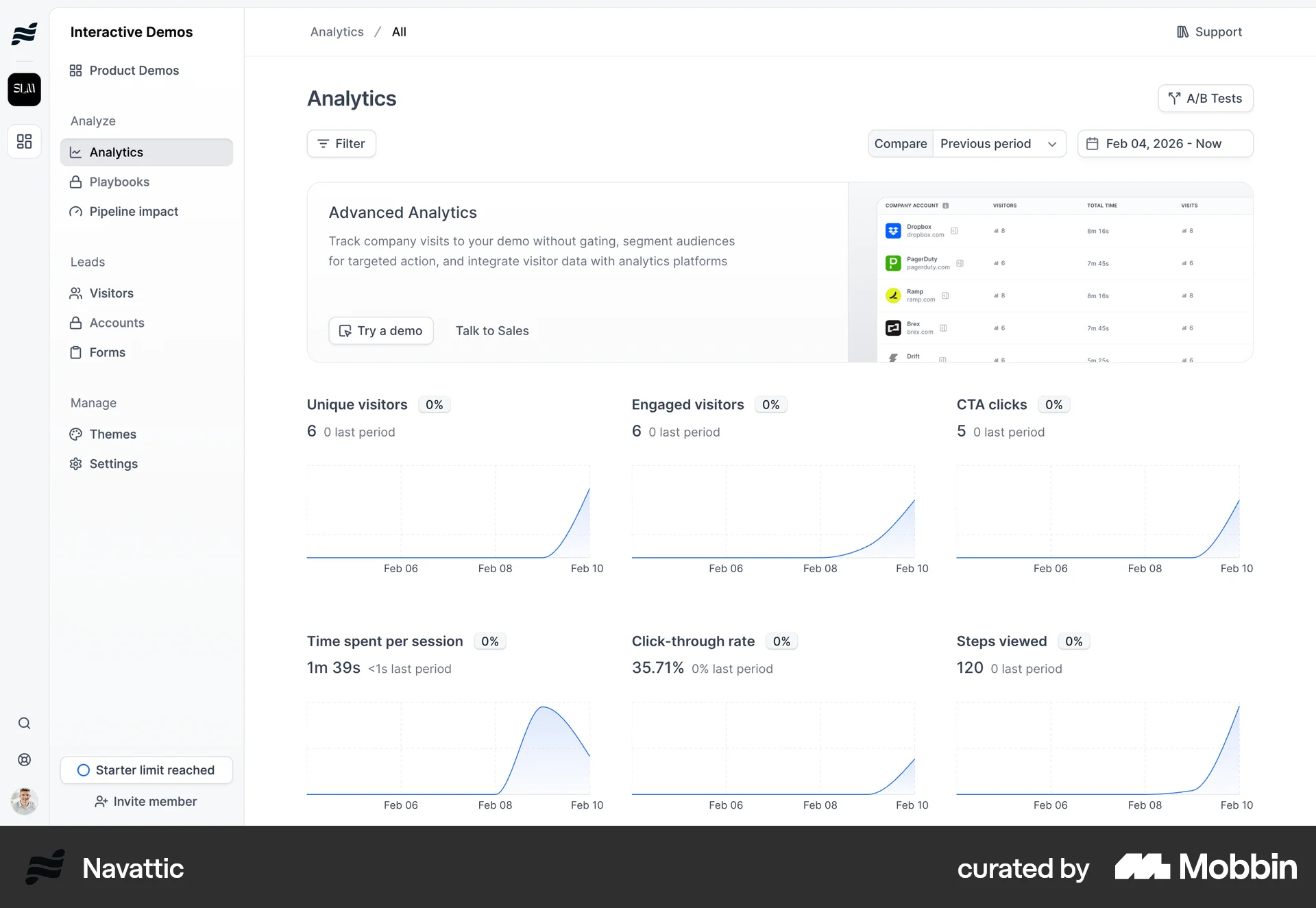 Navattic Web Dashboard screen
