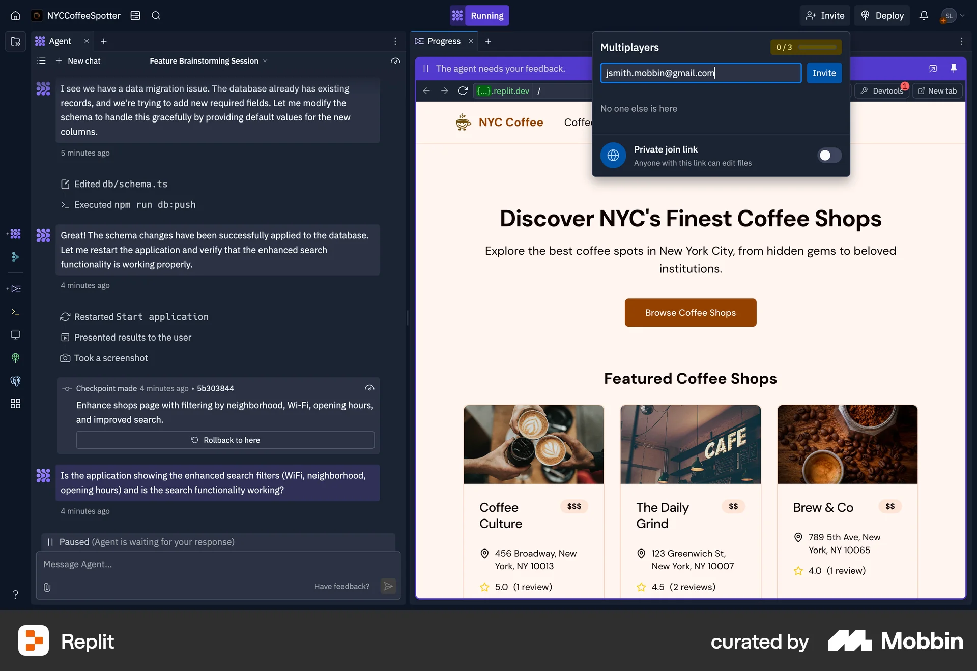 Replit Web Progress screen