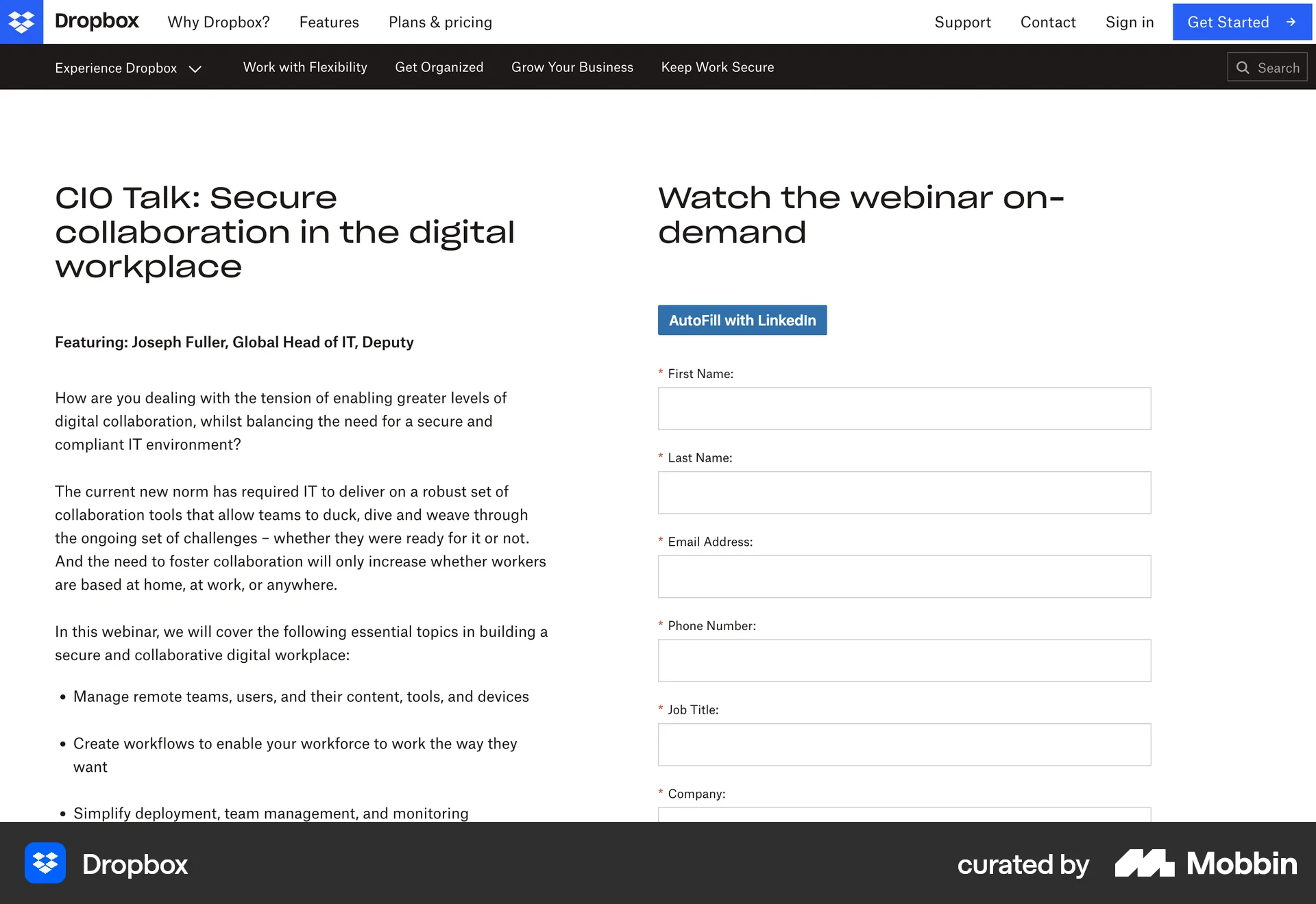 Dropbox Web Event Detail screen