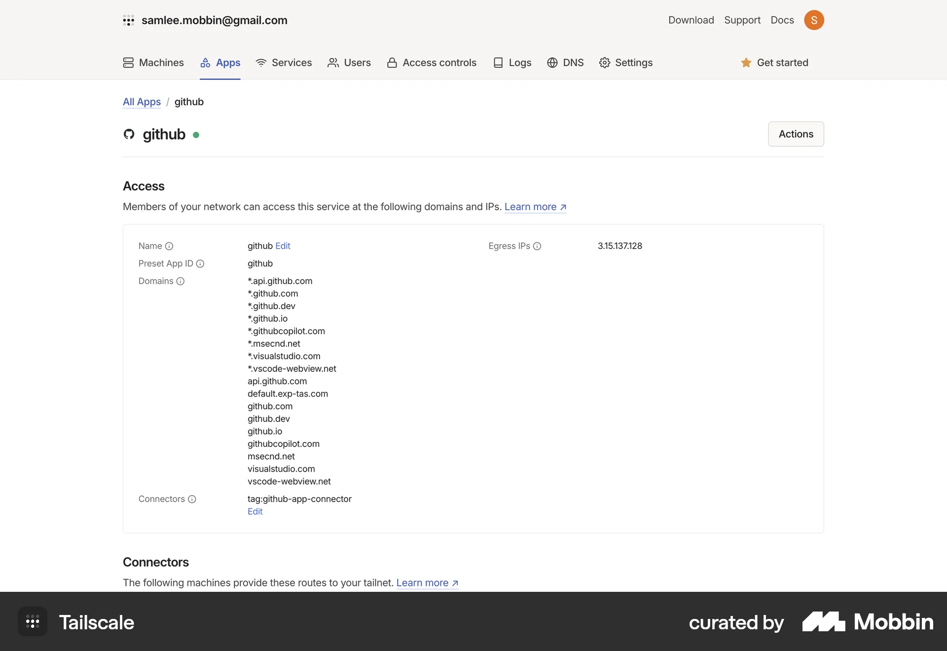 Tailscale Web Utilities App screen