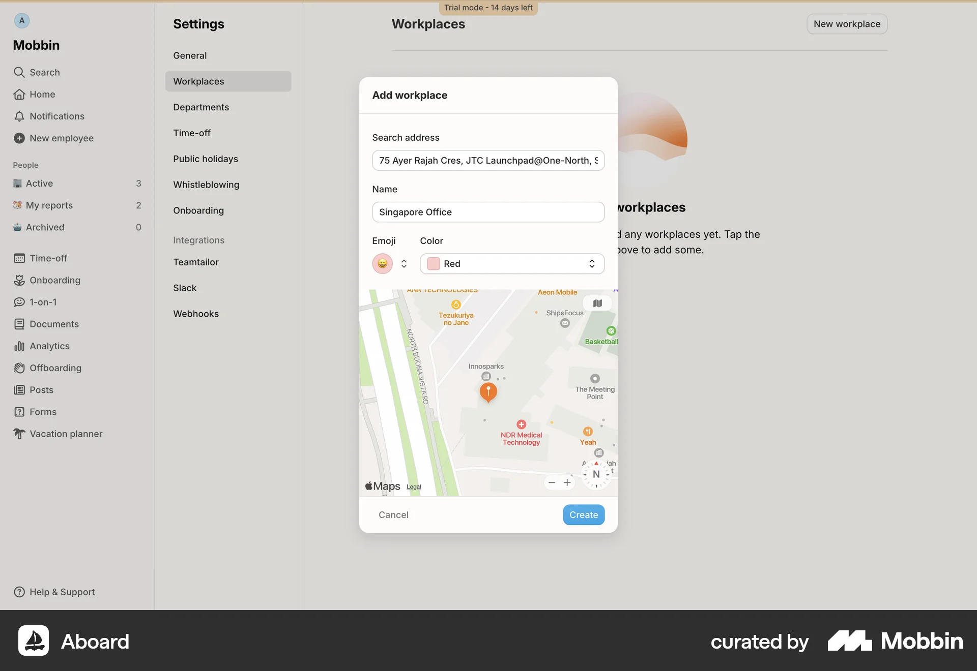 Aboard Web Map screen