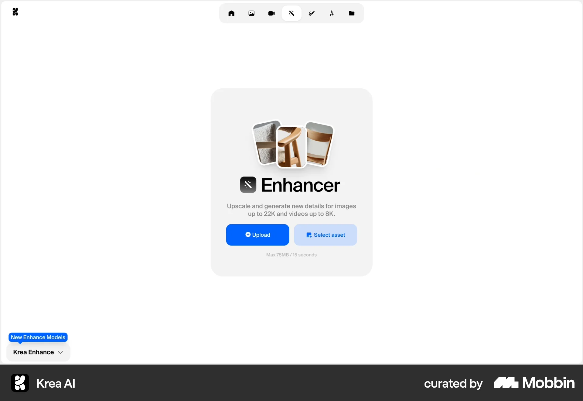 Krea AI Web Feature Info screen