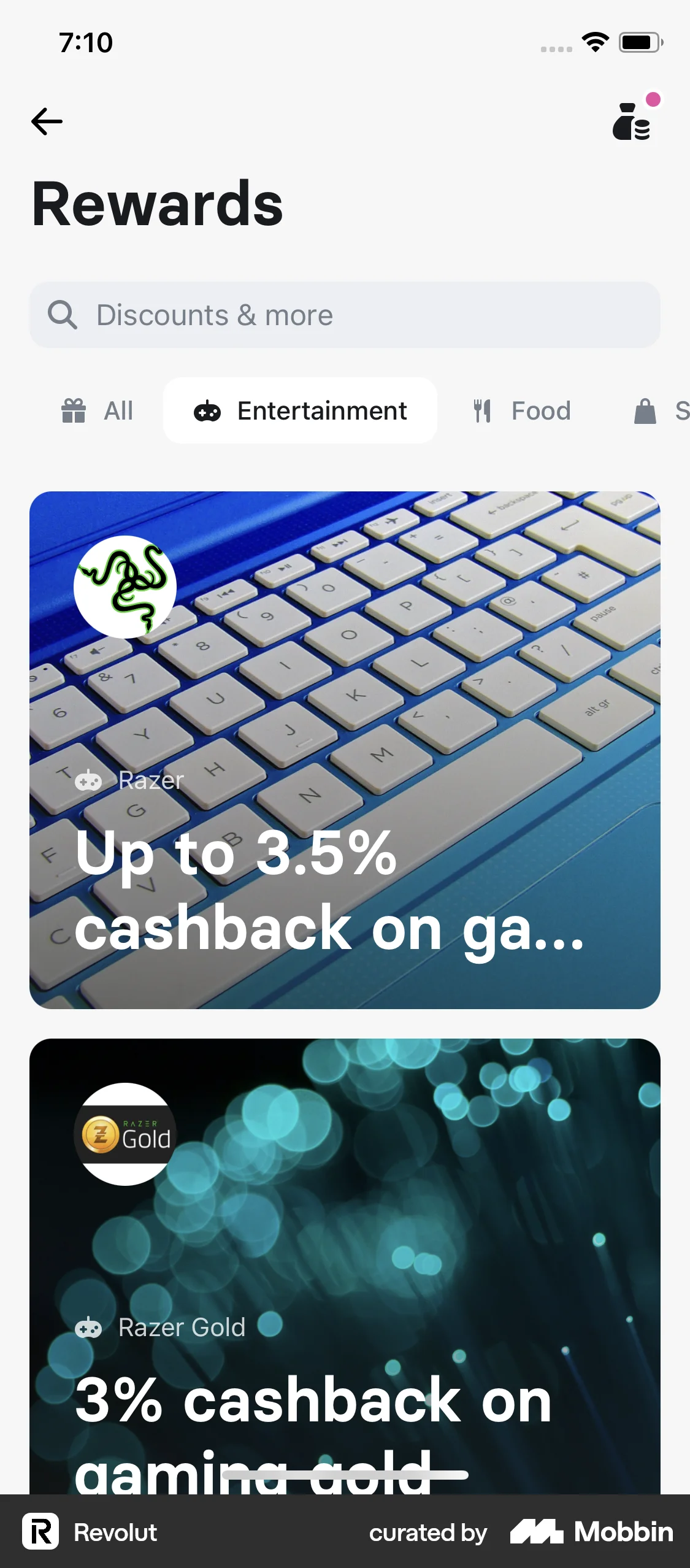 Revolut iOS Promotions & Rewards screen