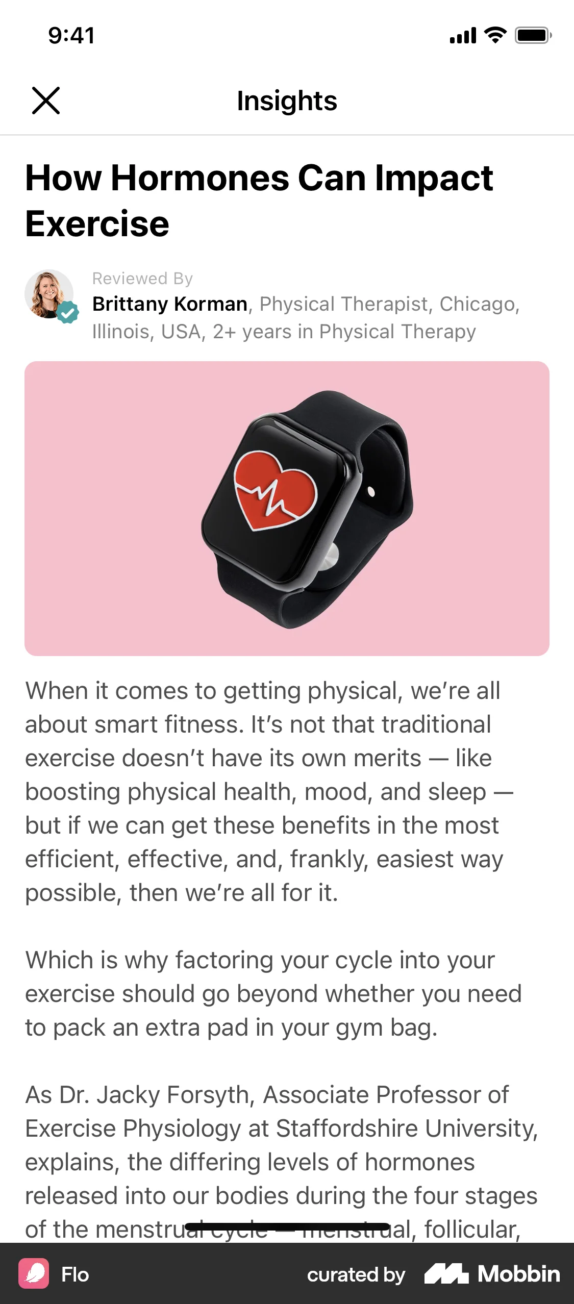 Flo iOS Article Detail screen