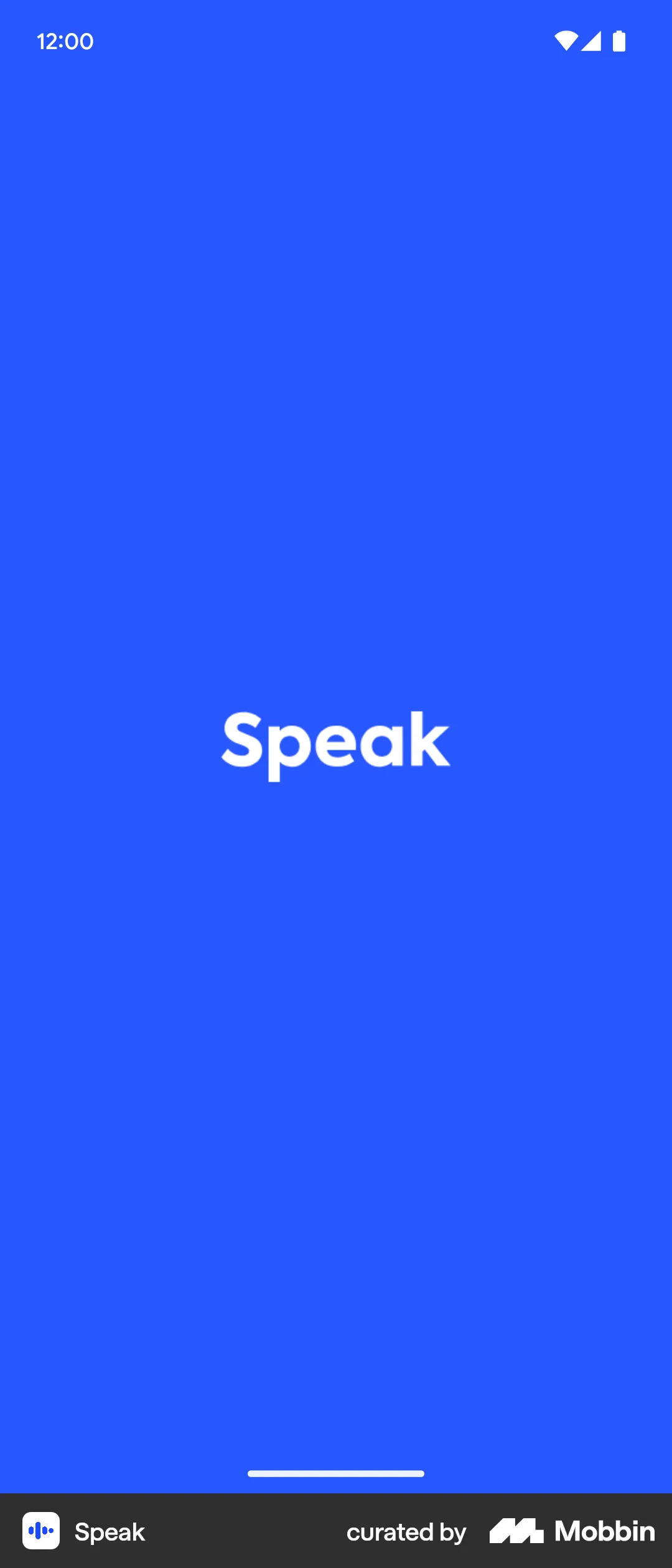 Speak Android Splash Screen screen