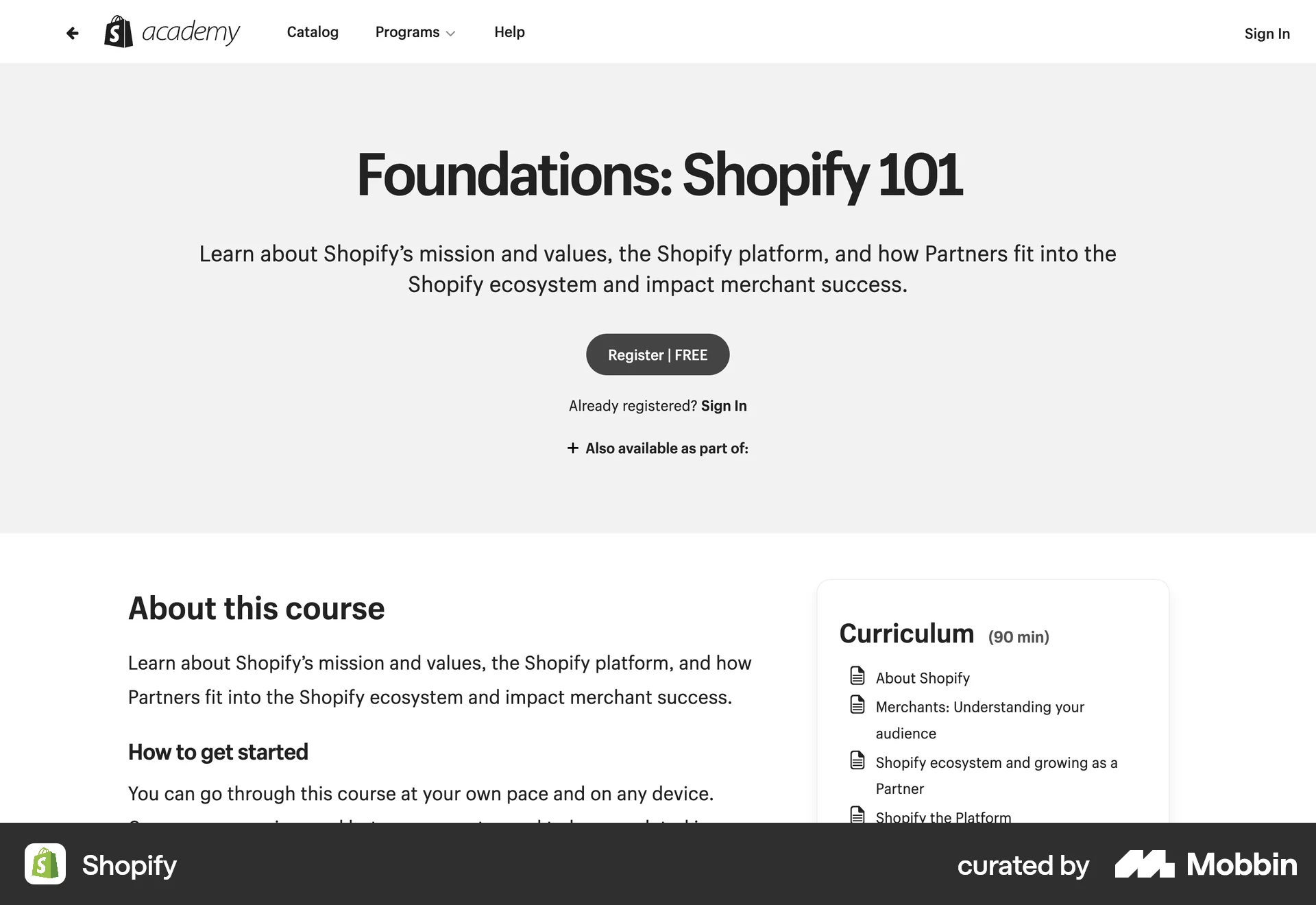 Shopify Web Class & Lesson Detail screen