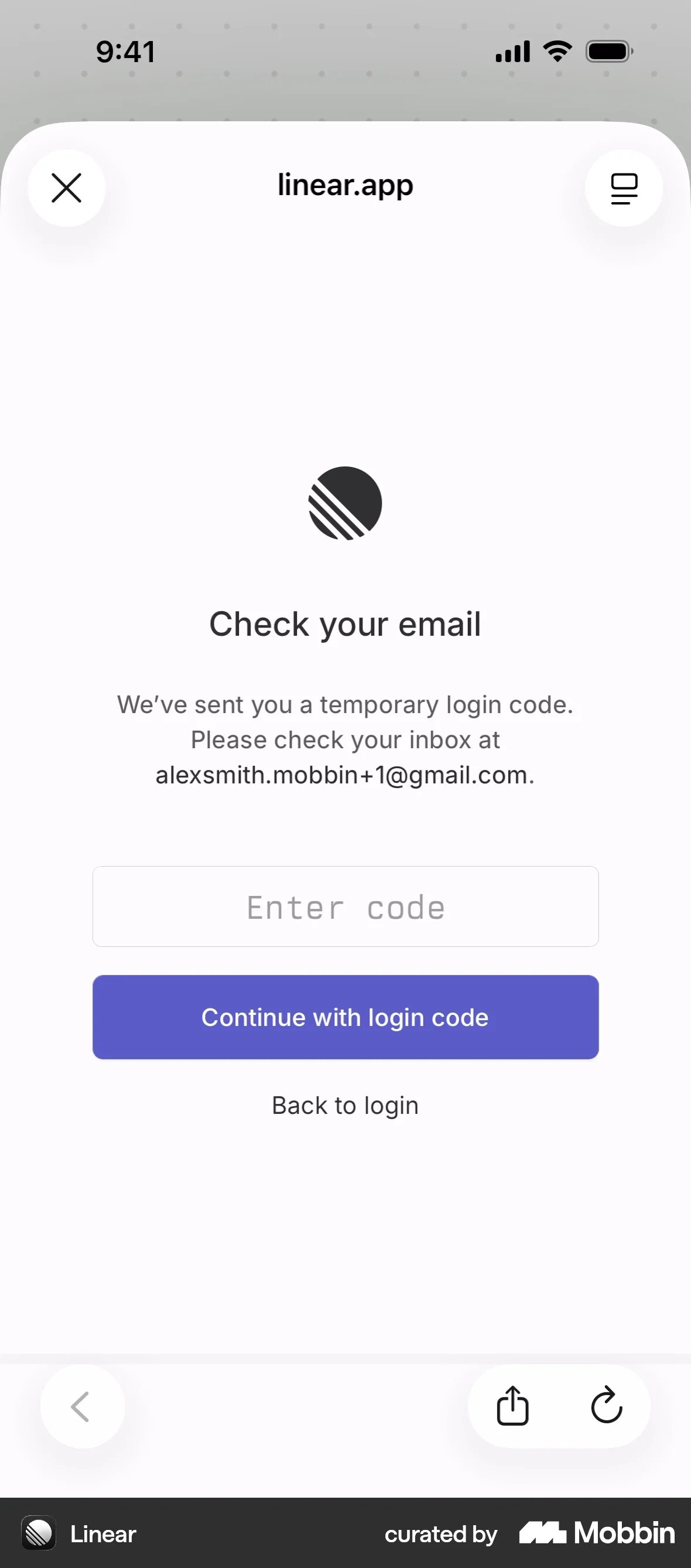 Linear Mobile Onboarding screen