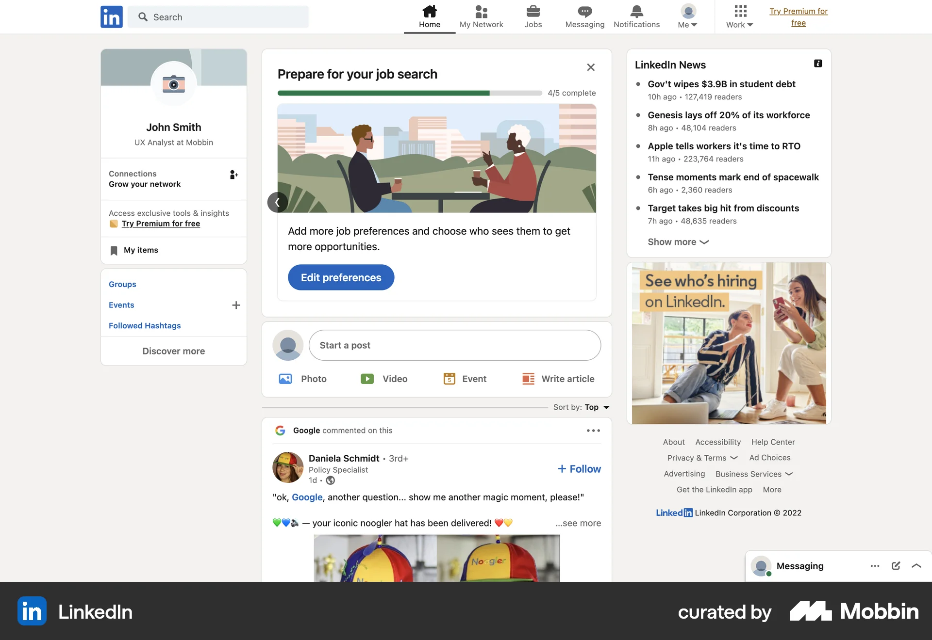 LinkedIn Web Jobs & Recruitment App screen