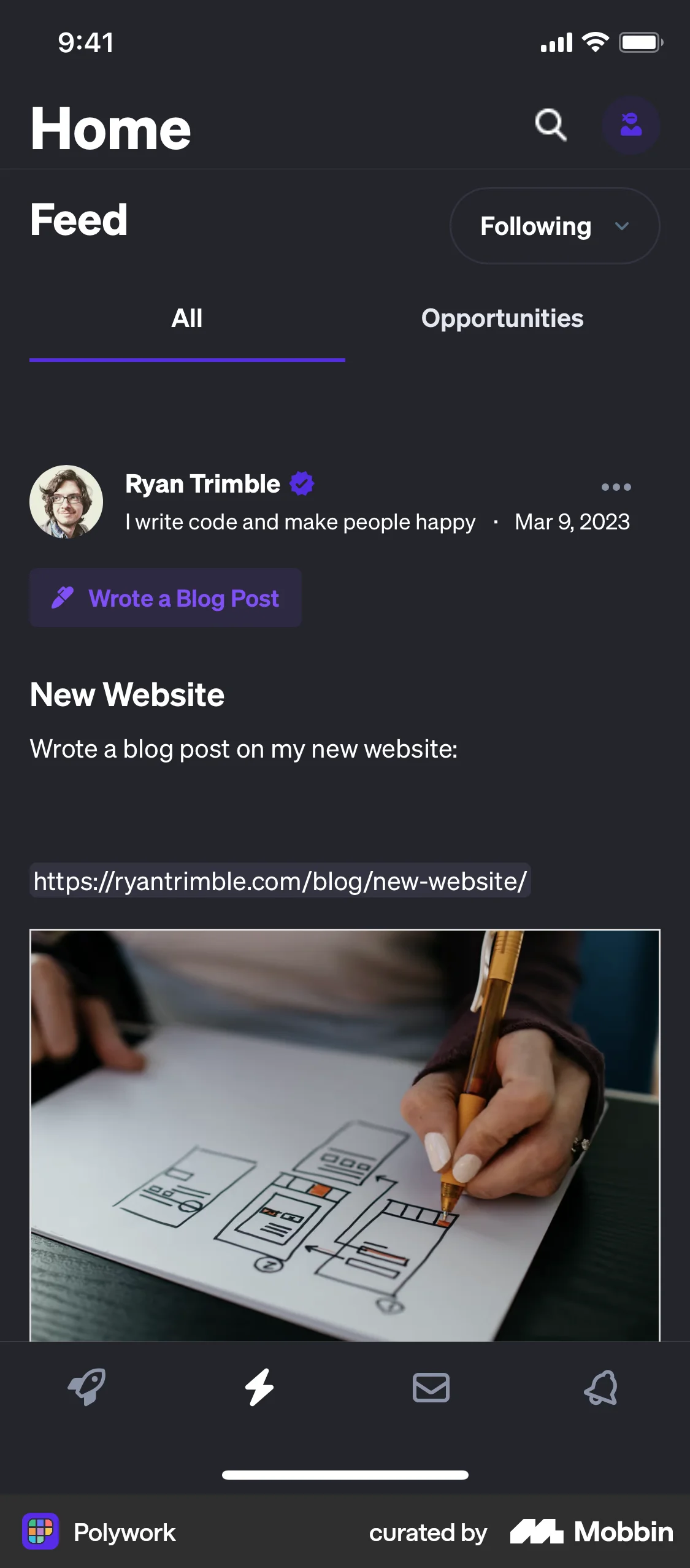 Polywork iOS Dark Mode screen