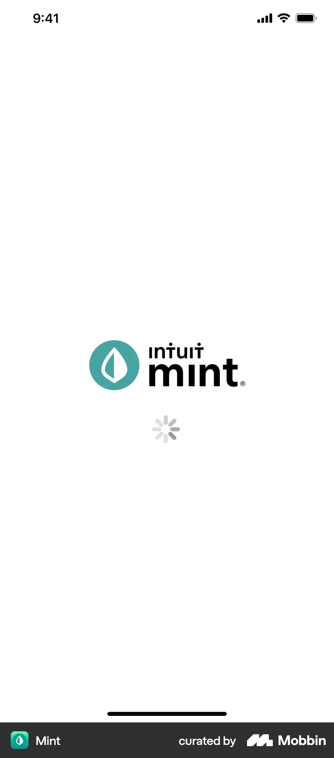 Mint iOS screen containing Spinner UI UI element