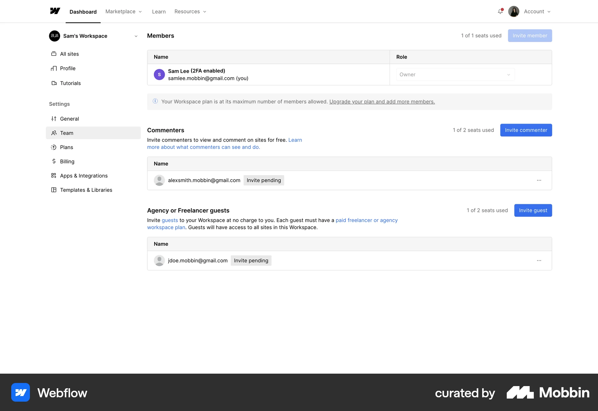 Webflow Web screen containing Status Dot UI element