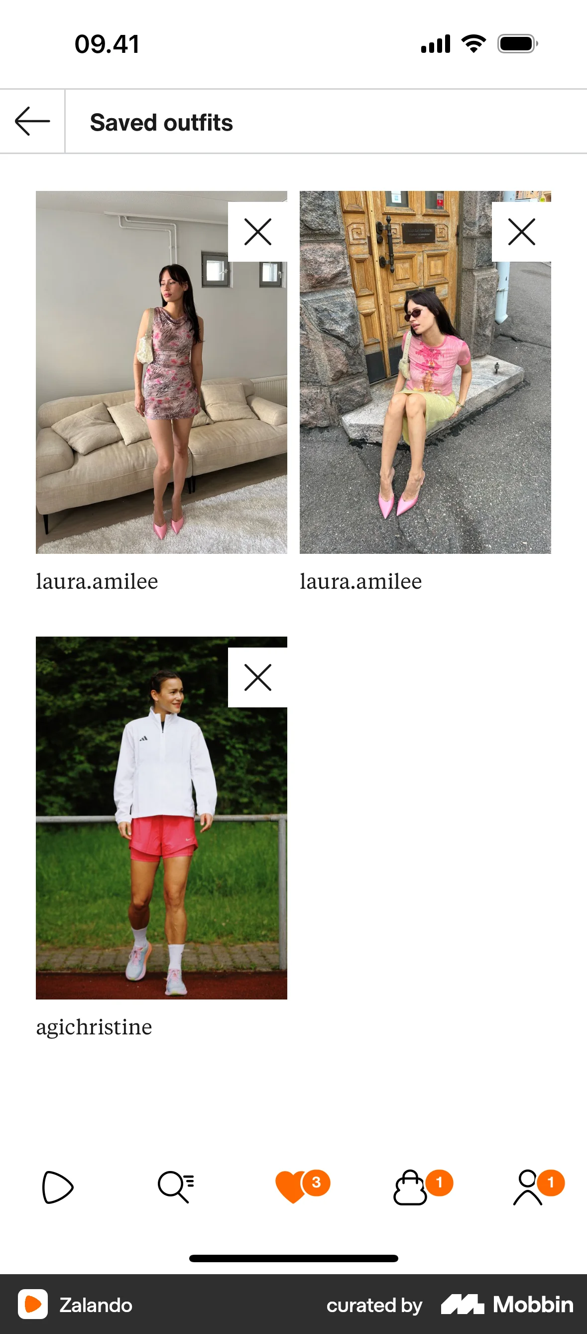 Zalando iOS Bookmarks & Collections screen