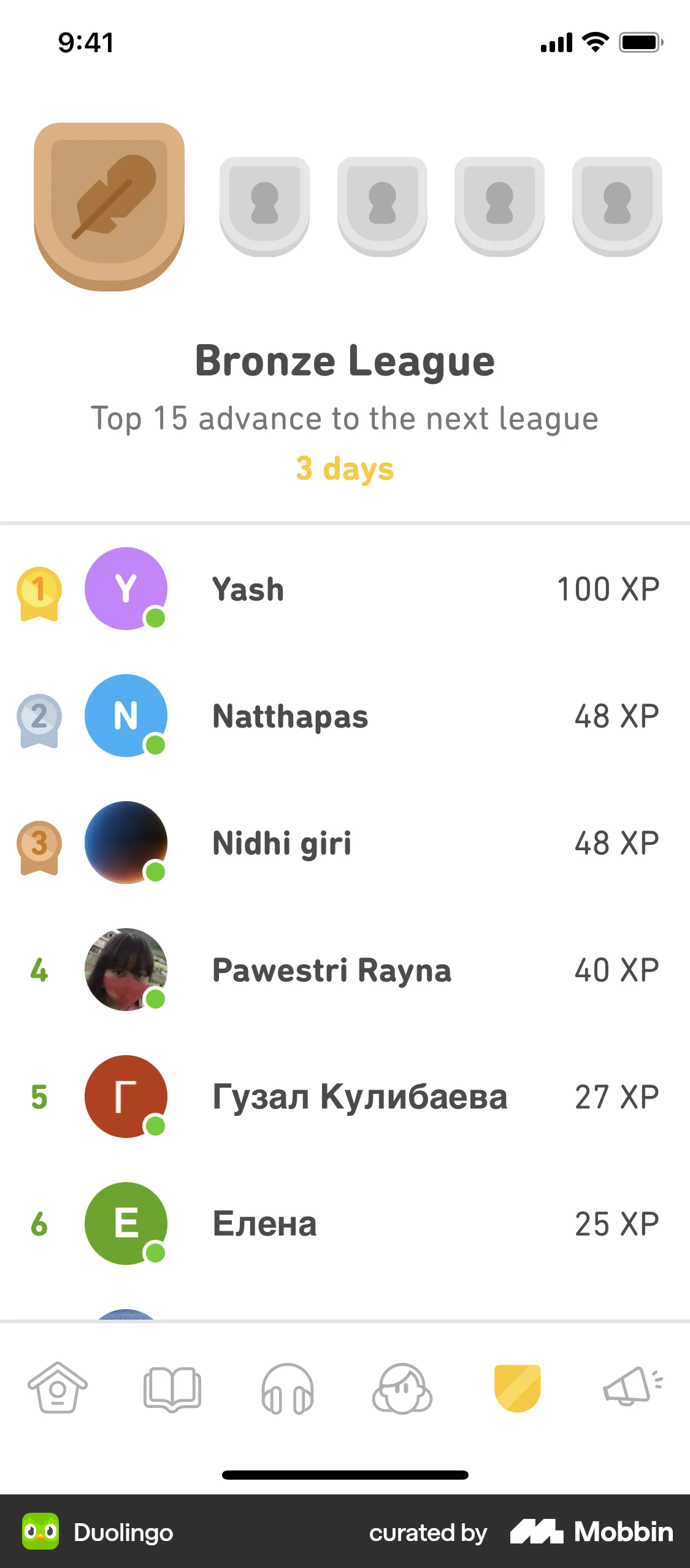Duolingo iOS Leaderboard screen