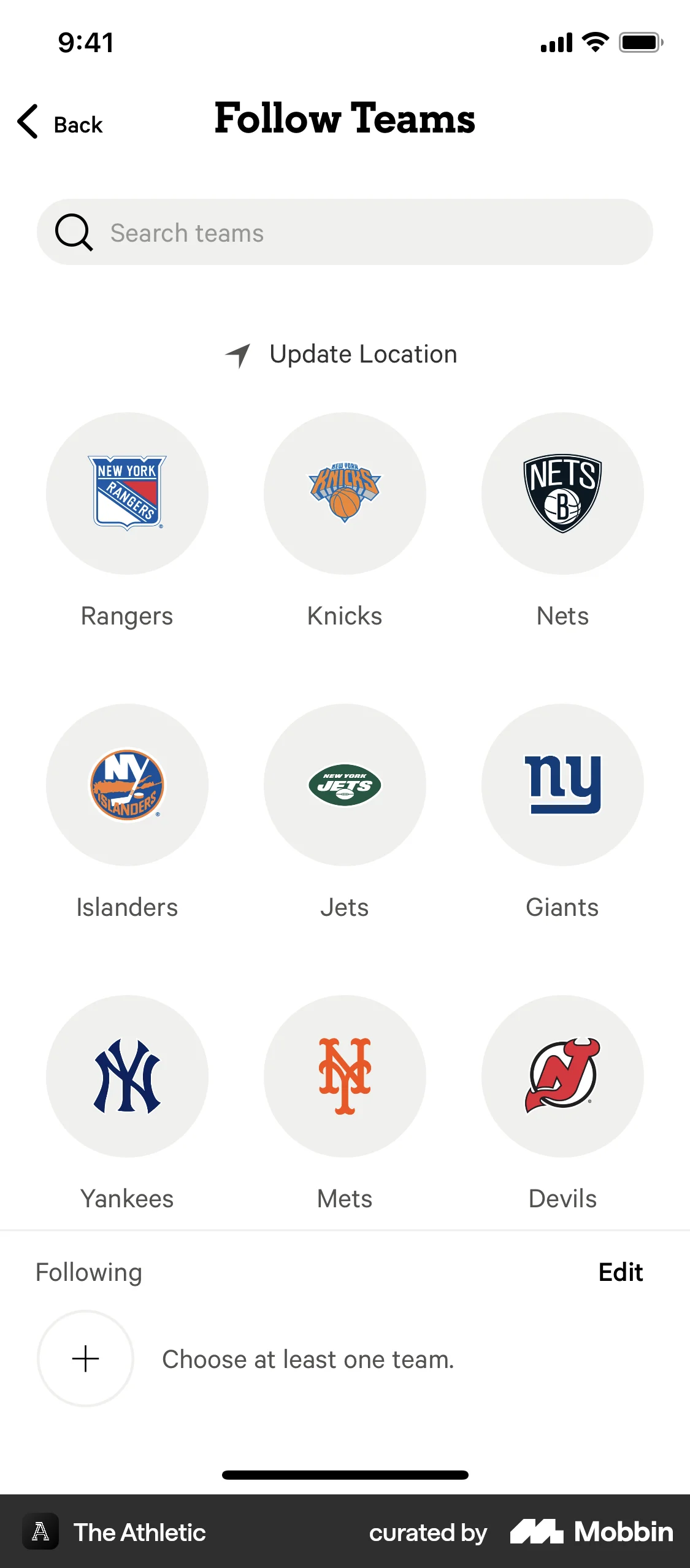 The Athletic iOS screen containing Gallery UI element